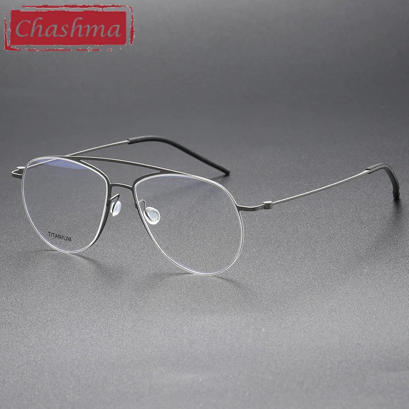 Titanium Eyeglasses for Men - Full Rim Oval Double Bridge Frame 45507 | Lightweight & Durable | Perfect for Work, Reading & Everyday Use
