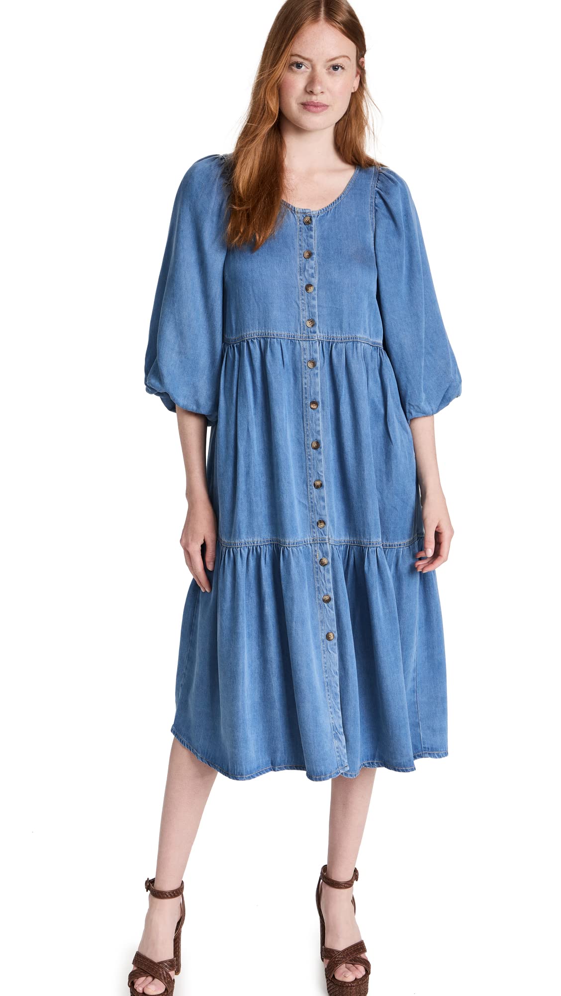 Meadows Women's Sage Green Flowy Midi Dress - Elegant Casual & Party Wear for Spring Summer Occasions