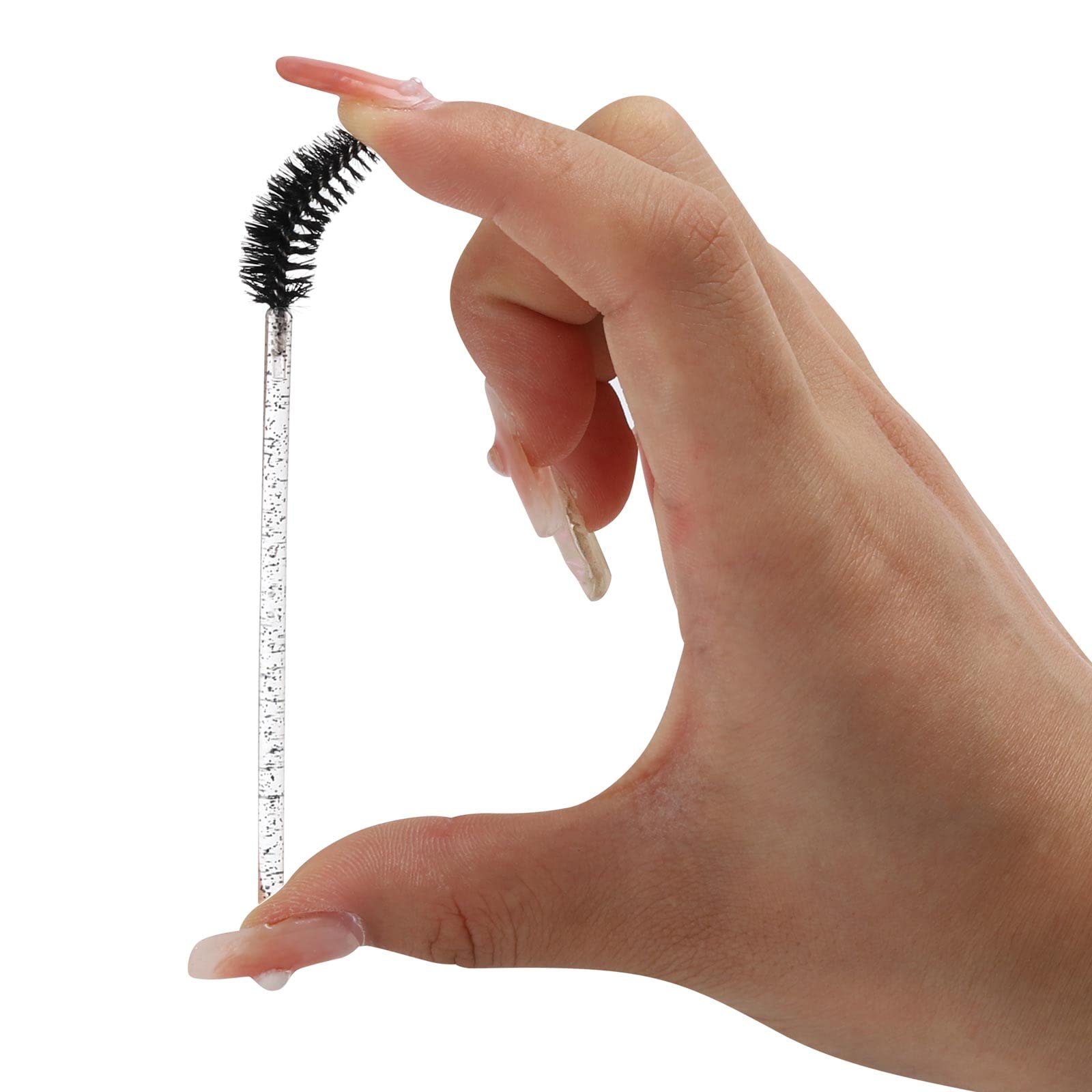 100 Pcs Disposable Mascara Wands - Crystal Eyebrow Spoolie Brushes for Eyelash Extensions & Makeup Application - Black Lash Brushes with Storage Container - Perfect for Salons, DIY Beauty & Professional Makeup Artists