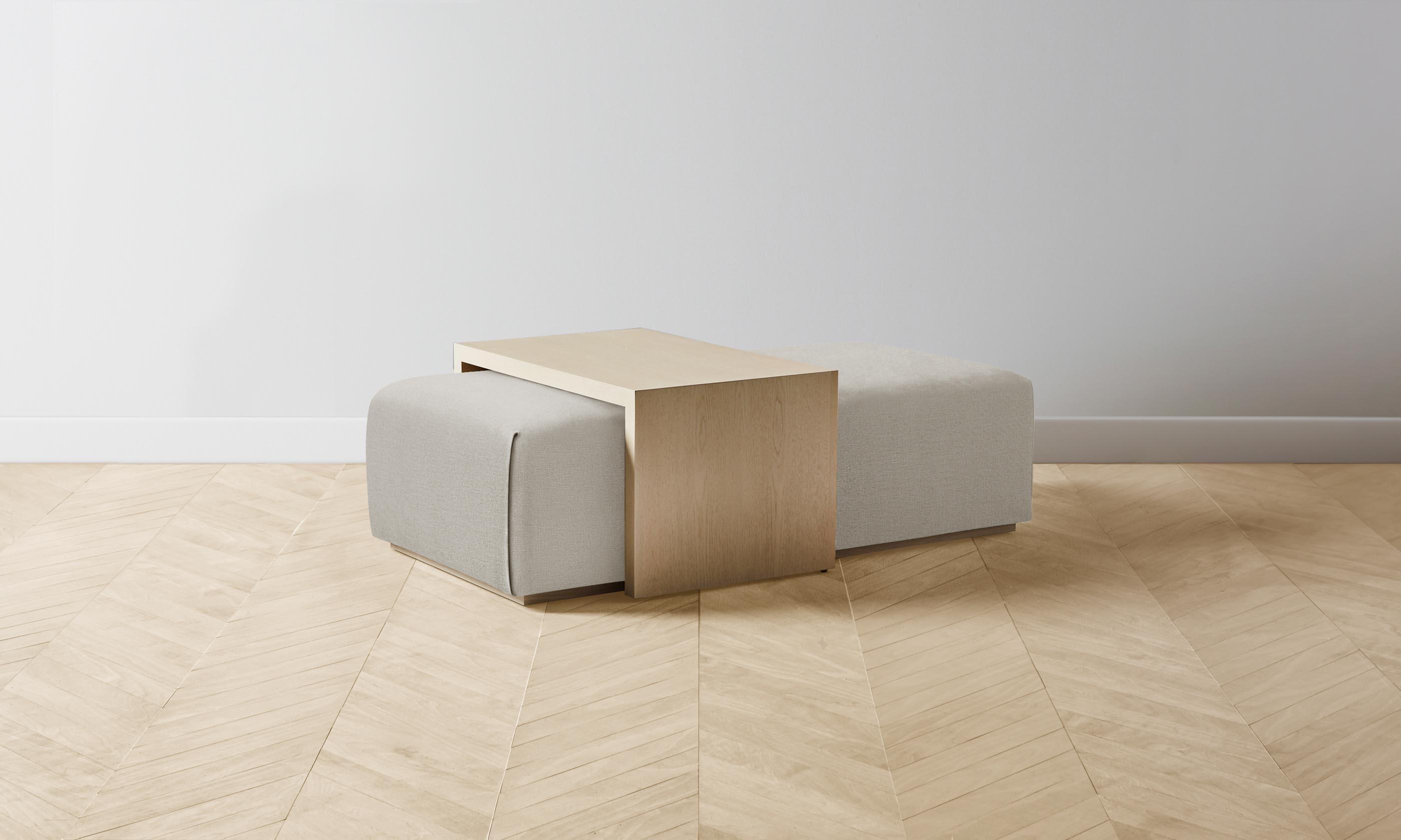 The Bowery Ottoman - Performance Linen Weave Beige Storage Bench with Removable Cushion | Modern Living Room, Bedroom & Entryway Furniture for Small Spaces