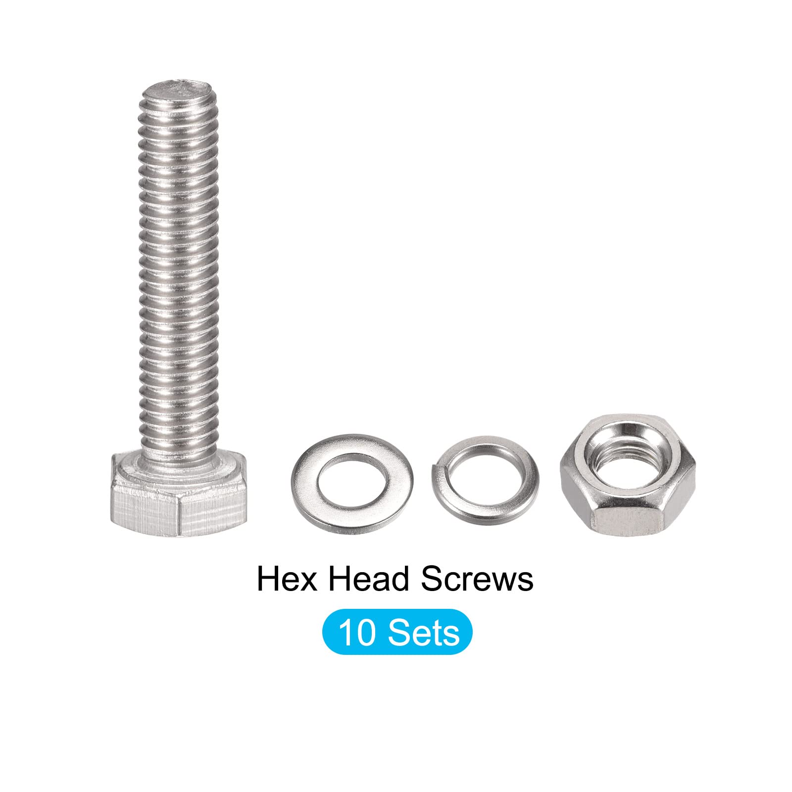 METALLIXITY M6x30mm Hex Screws Bolts Kit - 304 Stainless Steel for Home Appliance Repair