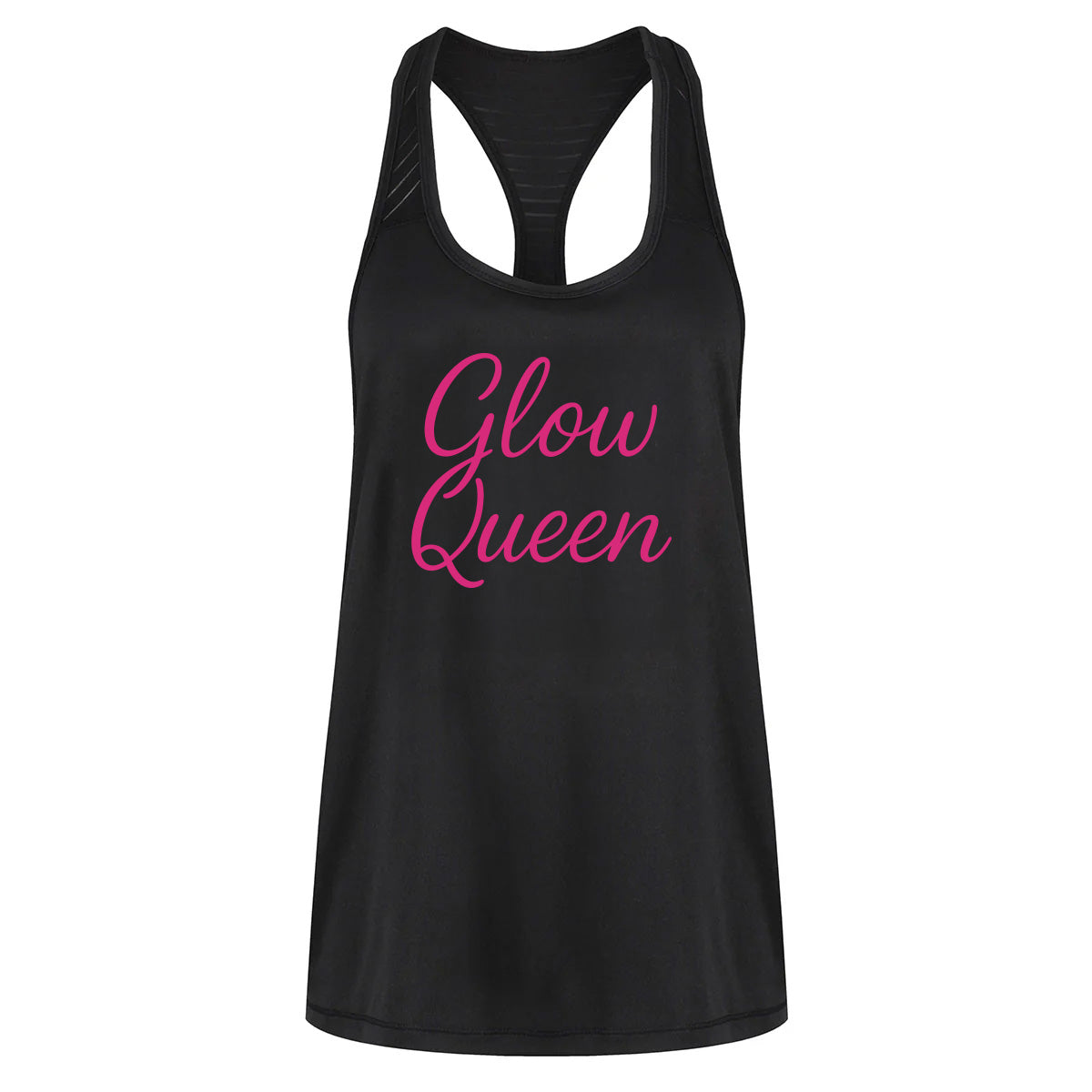 Glow Queen Mesh Racerback Vest for Women - Breathable Workout Tank Top - Gym, Yoga & Running Activewear - Fashionable Fitness Apparel for Summer Sports