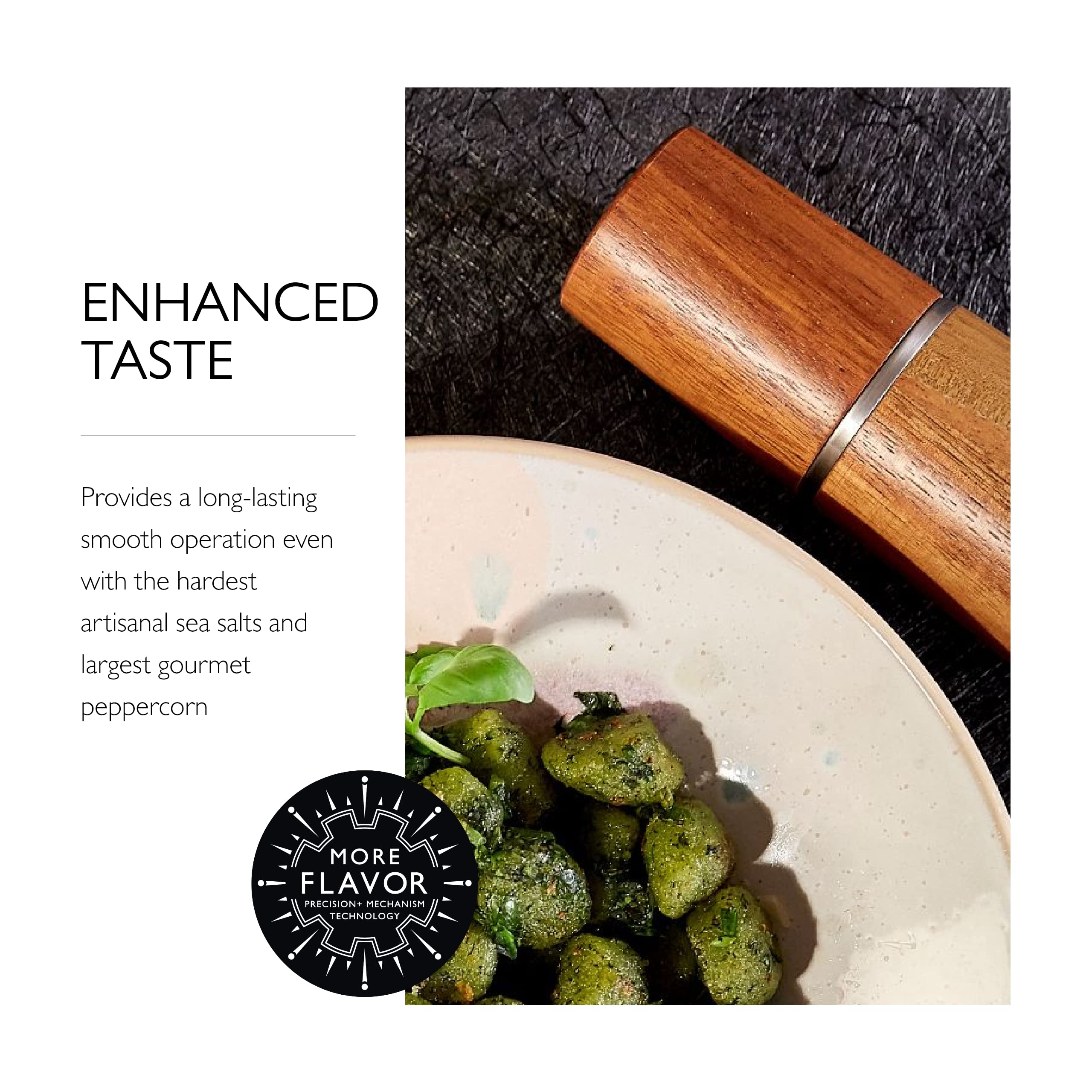 Premium Cole & Mason Marlow Wooden Salt and Pepper Grinder Set - Adjustable Coarseness, Refillable Spice Mill - Natural Acacia Wood - Perfect for Kitchen, Dining Table & Gourmet Cooking