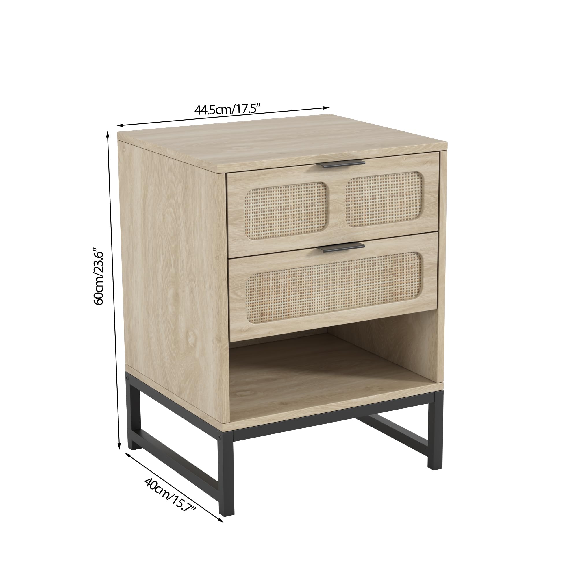 Boho Rattan 3-Piece Bedroom Set with 6-Drawer Dresser & Nightstand - Natural Woven Storage Cabinet Furniture Set for Master Bedroom, Guest Room, or Apartment Decor