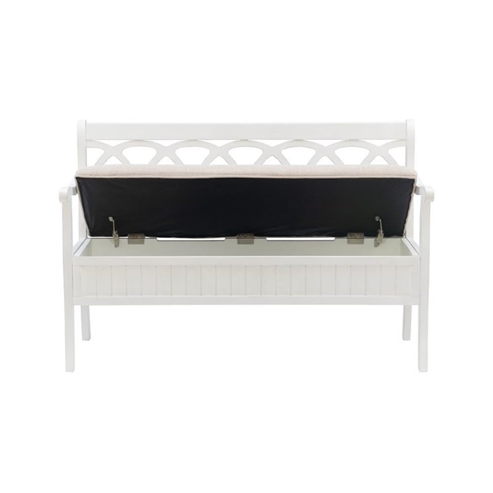 Powell Furniture Elliana Bench - White Wooden Entryway Bench for Hallway, Living Room, Bedroom & Home Decor