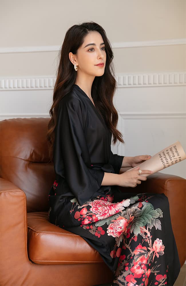 Women's Satin Kimono Robes - Soft Bathrobes & Pajama Loungewear for Spa, Bridal Shower, and Relaxation at Home