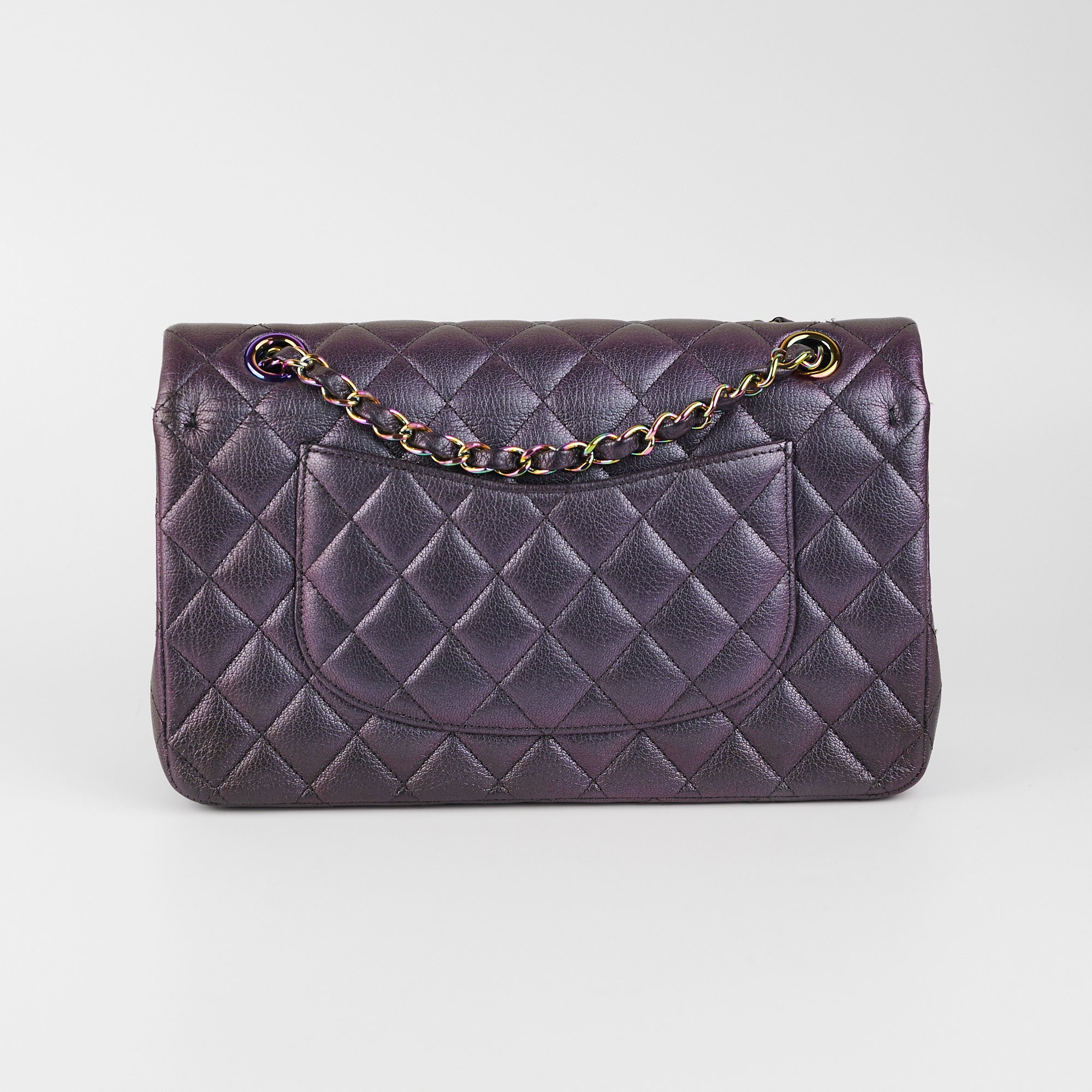 Chanel 16C Classic Flap Medium/Large Iridescent Mermaid Purple Bag - Luxury Designer Handbag for Women, Evening Parties & Special Occasions
