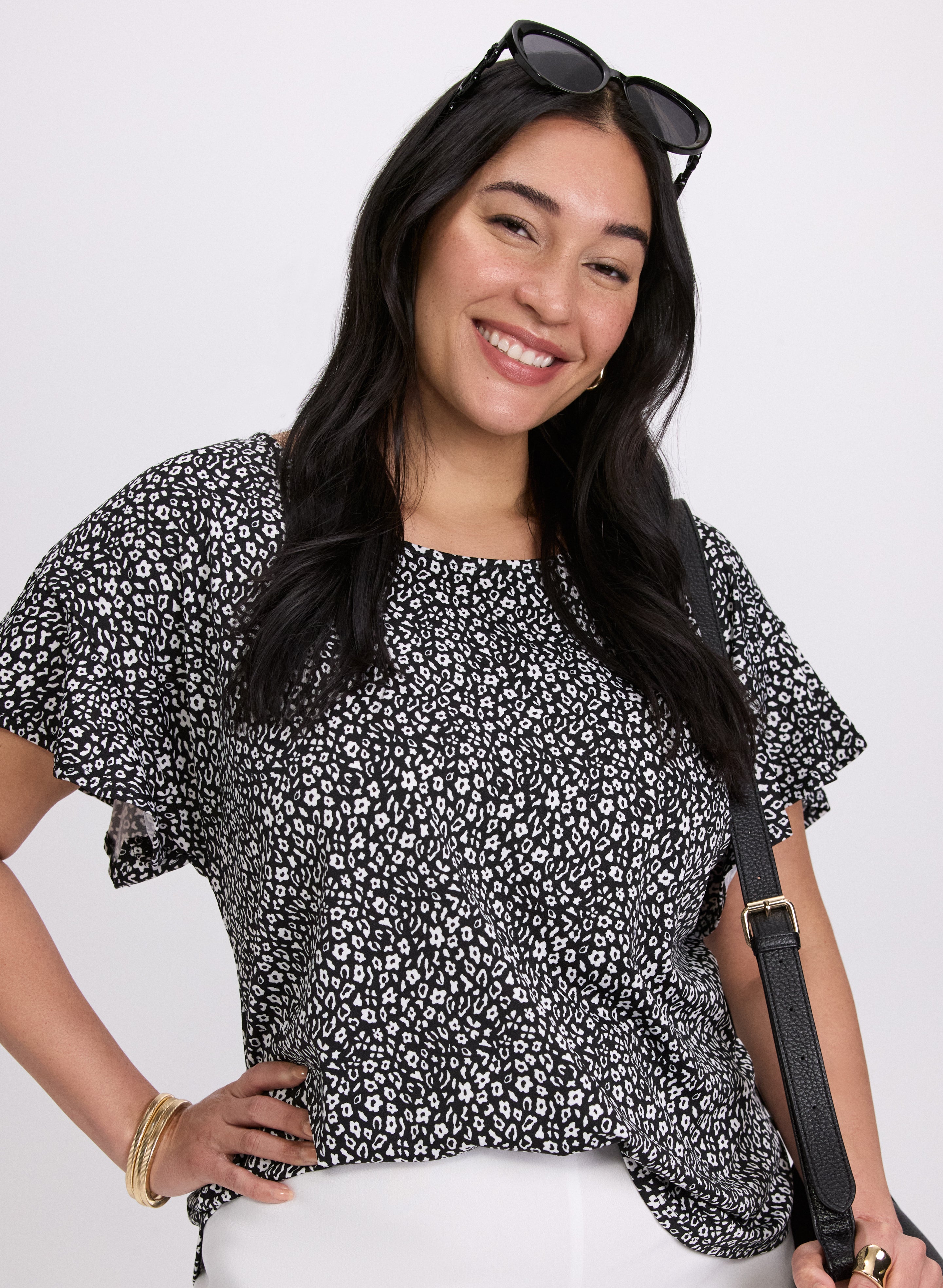 Floral Print Flutter Sleeve Blouse for Women - Elegant Summer Tops for Casual Wear, Date Night & Office Outfits