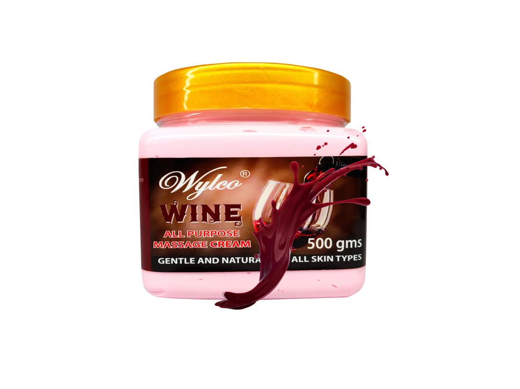 Wylco Wine Facial Massage Cream - Antioxidant Enriched Anti-Aging Moisturizer for All Skin Types | Instant Glow & Deep Nourishment | Face & Body Massage Lotion for Soft, Radiant Skin | Perfect for Spa Nights, Self-Care Routines & Gift Giving (Wine Extract Formula)