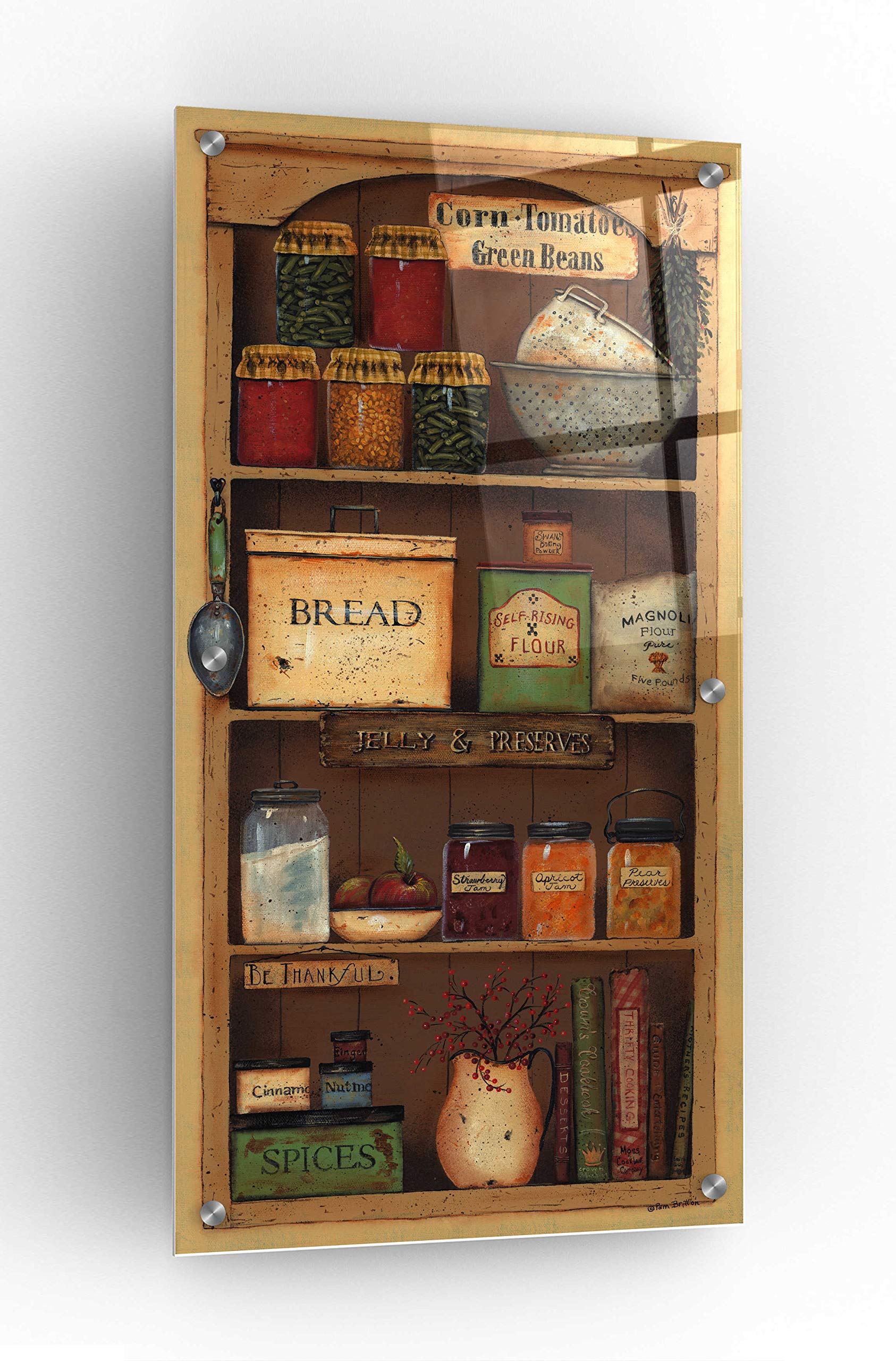 Farmhouse Pantry II Acrylic Glass Wall Art by Pam Britton - 24x48 Inches Rustic Kitchen Decor for Dining Room & Country Style Home