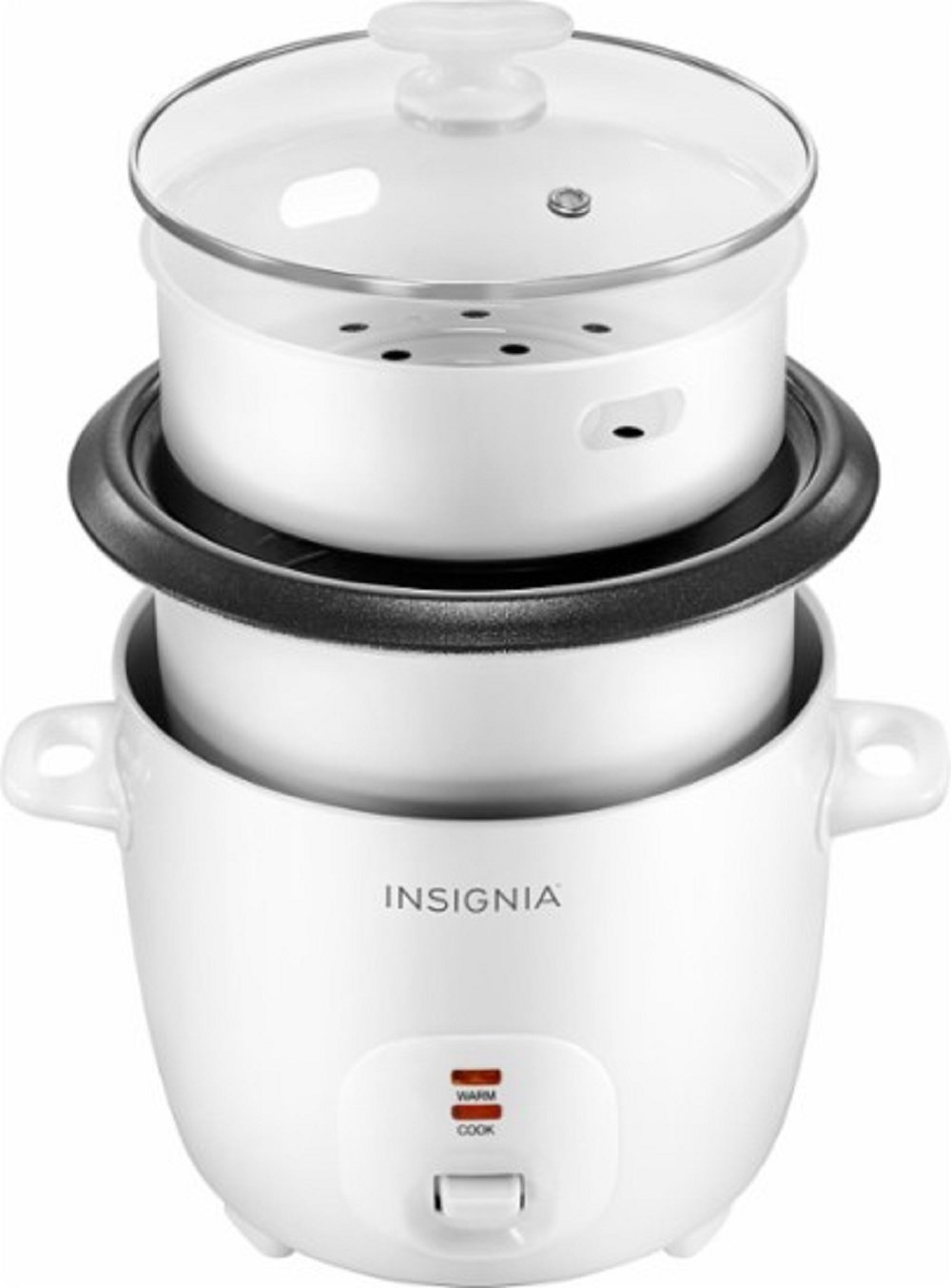 Insignia NS-RC14WH7 2.6-Quart White Rice Cooker - Perfect for Small Kitchens, Dorms & Meal Prep - Fast Cooking & Keep Warm Function