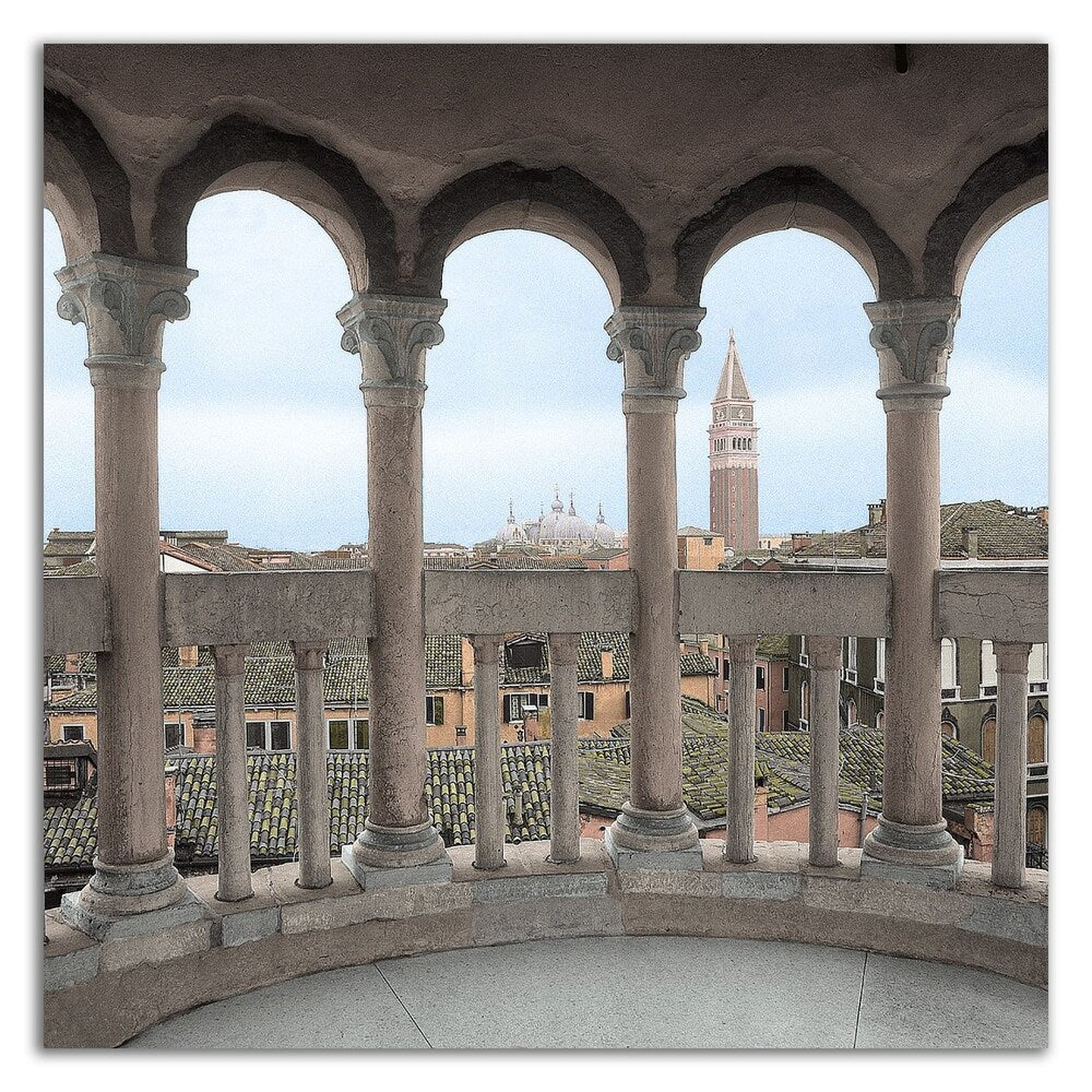 Alan Blaustein Arches with Campanile Vista Canvas Art Print - Ready to Hang Wall Decor for Living Room, Bedroom & Office