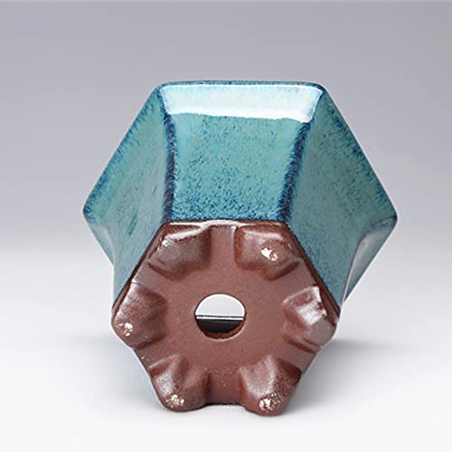 VALINK Glazed Ceramic Succulent Planter with Drainage Hole - Modern Polygonal Flower Pot for Indoor & Outdoor Plants - Perfect for Home, Office, Garden Decor