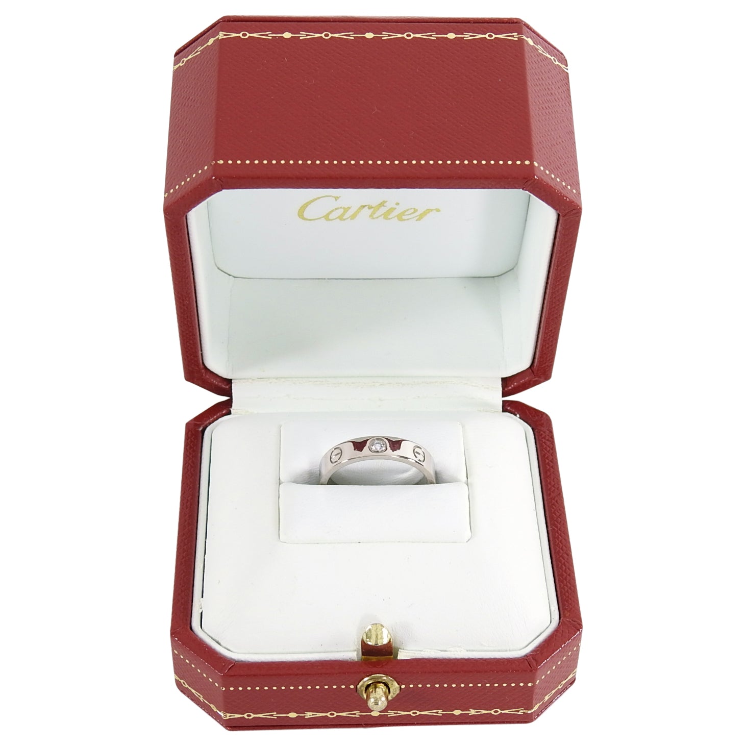 Cartier Love Diamond 18k White Gold Wedding Band Ring 4mm - Size 52/6 - Luxury Bridal Jewelry for Engagement, Anniversary & Special Occasions