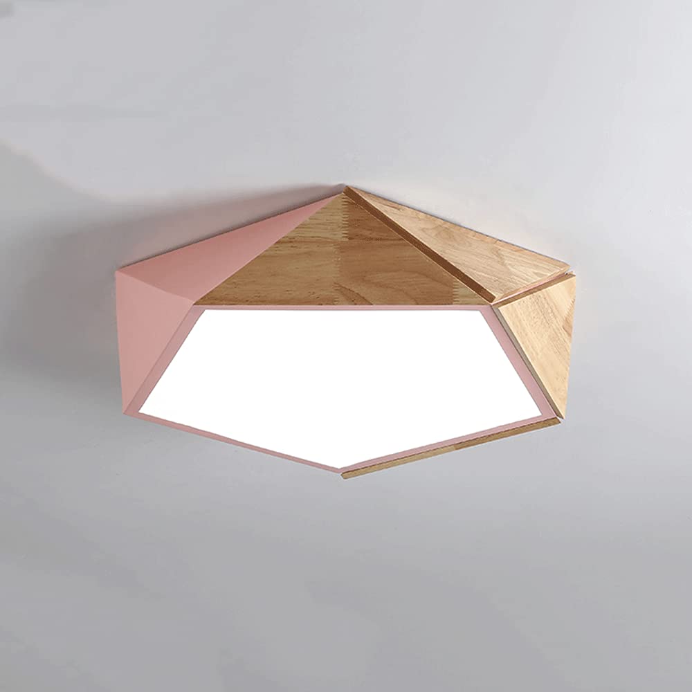 Nordic LED Ceiling Light - Modern Geometric Flush Mount Fixture with 3 Adjustable Color Temperatures (3000K/4000K/6500K) - Energy Saving Wood Design for Living Room, Bedroom & Kitchen Lighting