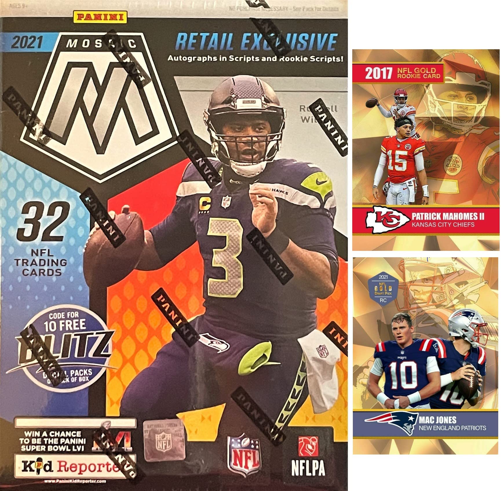 2021 Panini MOSAIC Football Cards Factory Sealed Box - 32 Cards with Chance for Retail Exclusive Rookie Autographs (Includes Custom Mac Jones & Patrick Mahomes Cards) | Collectible Trading Cards for Sports Fans & Memorabilia Enthusiasts - Perfect for Gifts, Investments, and Fantasy Football Leagues