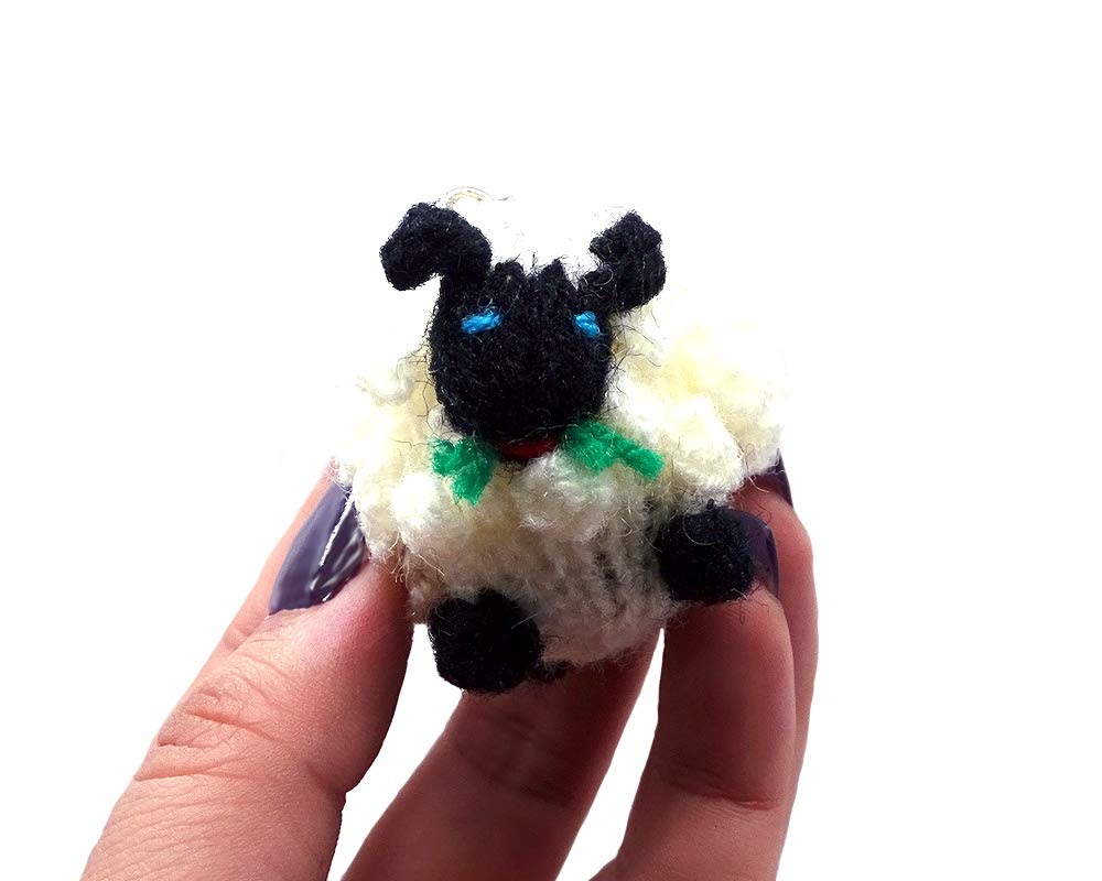 Handmade Farm Animal Puppet Wool Figurine Keychain - Lightweight Boho Car Keys Bag Accessories with Metal Ring | Unique Gift for Kids, Women, Home Decor & Boho Style Lovers | Perfect for Keychains, Backpacks, Gifts & DIY Crafts