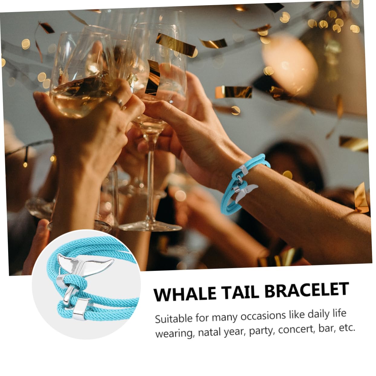 Whale Tail Bracelet Set of 2 - Nautical Rope Bracelets with Mermaid Tail Charm, Silicone Marine Bracelets for Women, Simple Boho Style Bangle - Perfect for Beach Vacation, Summer Accessories, and Ocean Lover Gifts