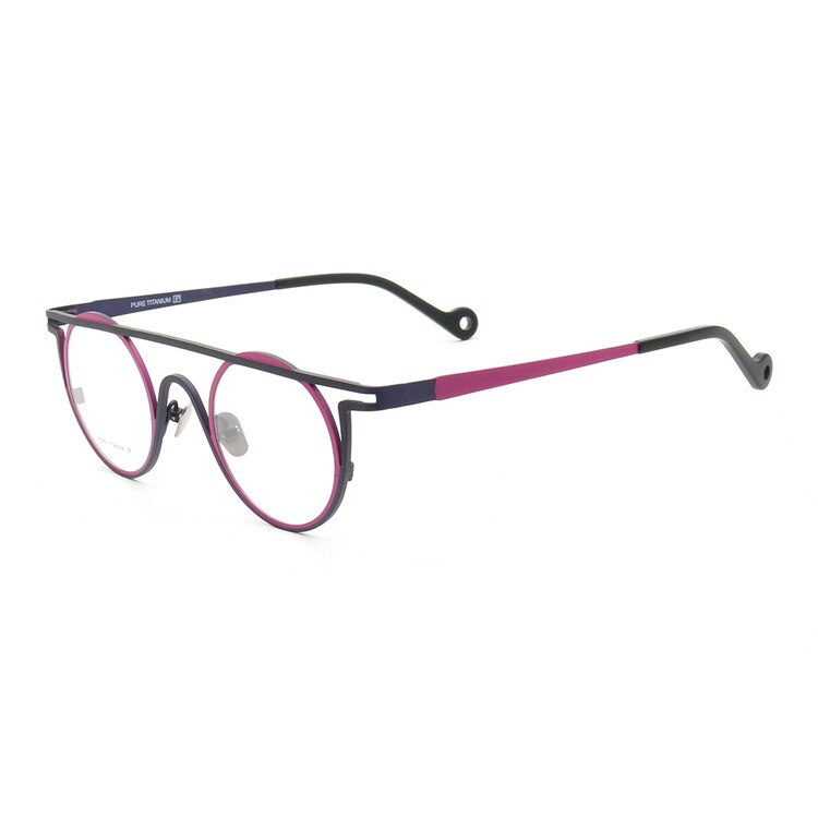 CCspace Unisex Full Rim Round Double Bridge Titanium Eyeglasses 55266 - Lightweight Durable Frame for Men & Women - Perfect for Reading, Working & Daily Wear