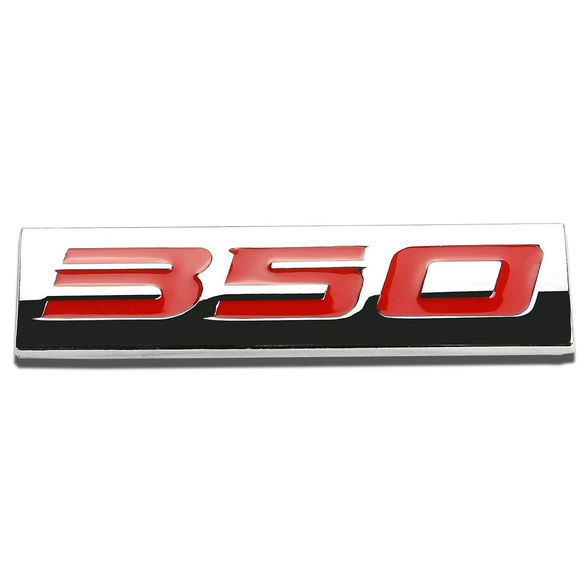 Red Letter '350' Logo Metal Decal Emblem - High-Quality Car & Motorcycle Badge for Customization, Vehicle Styling, and Personalization