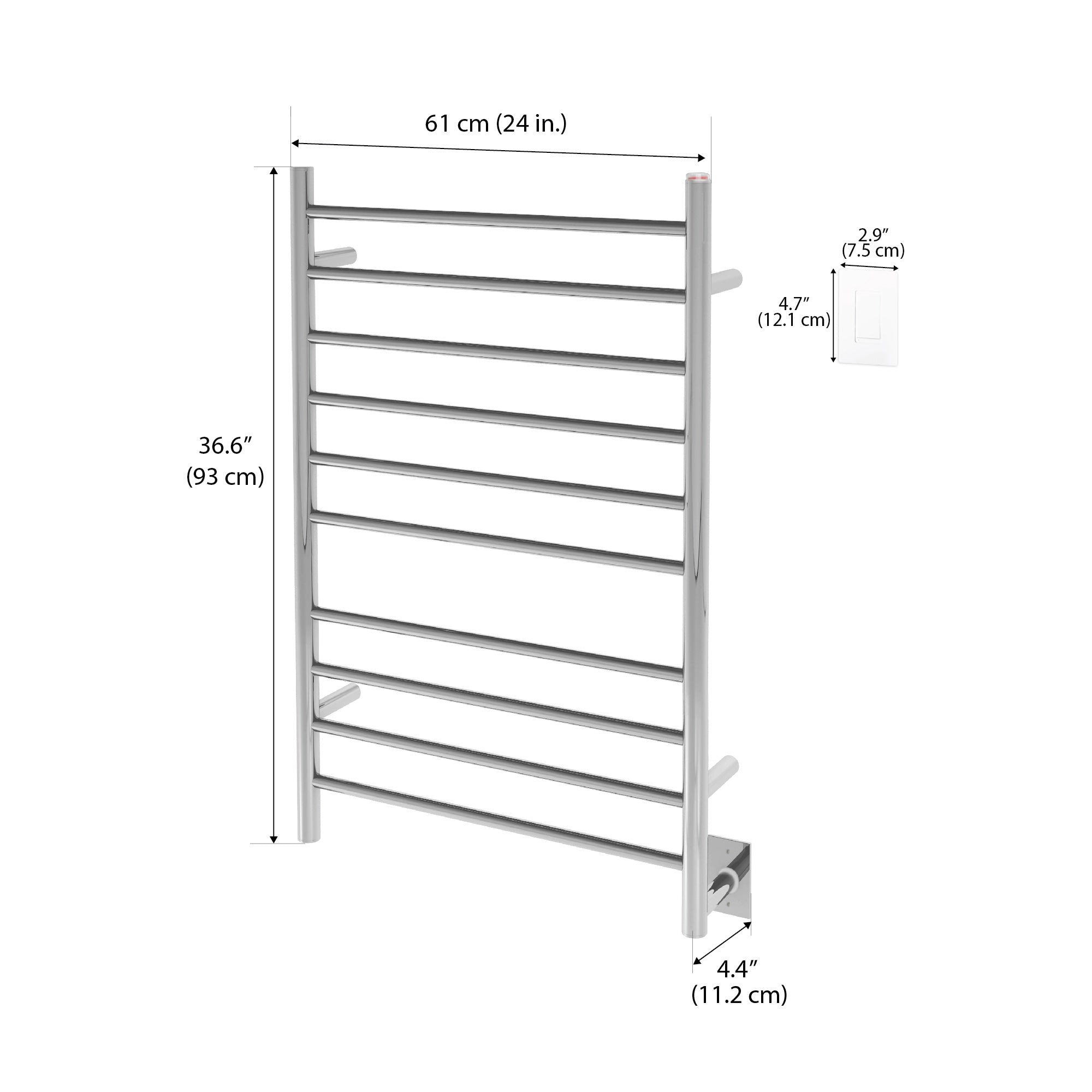 Ancona Novara 10 Bar Wall Mounted Towel Warmer - Polished Stainless Steel with WiFi Timer - Perfect for Bathrooms, Spas & Luxury Homes