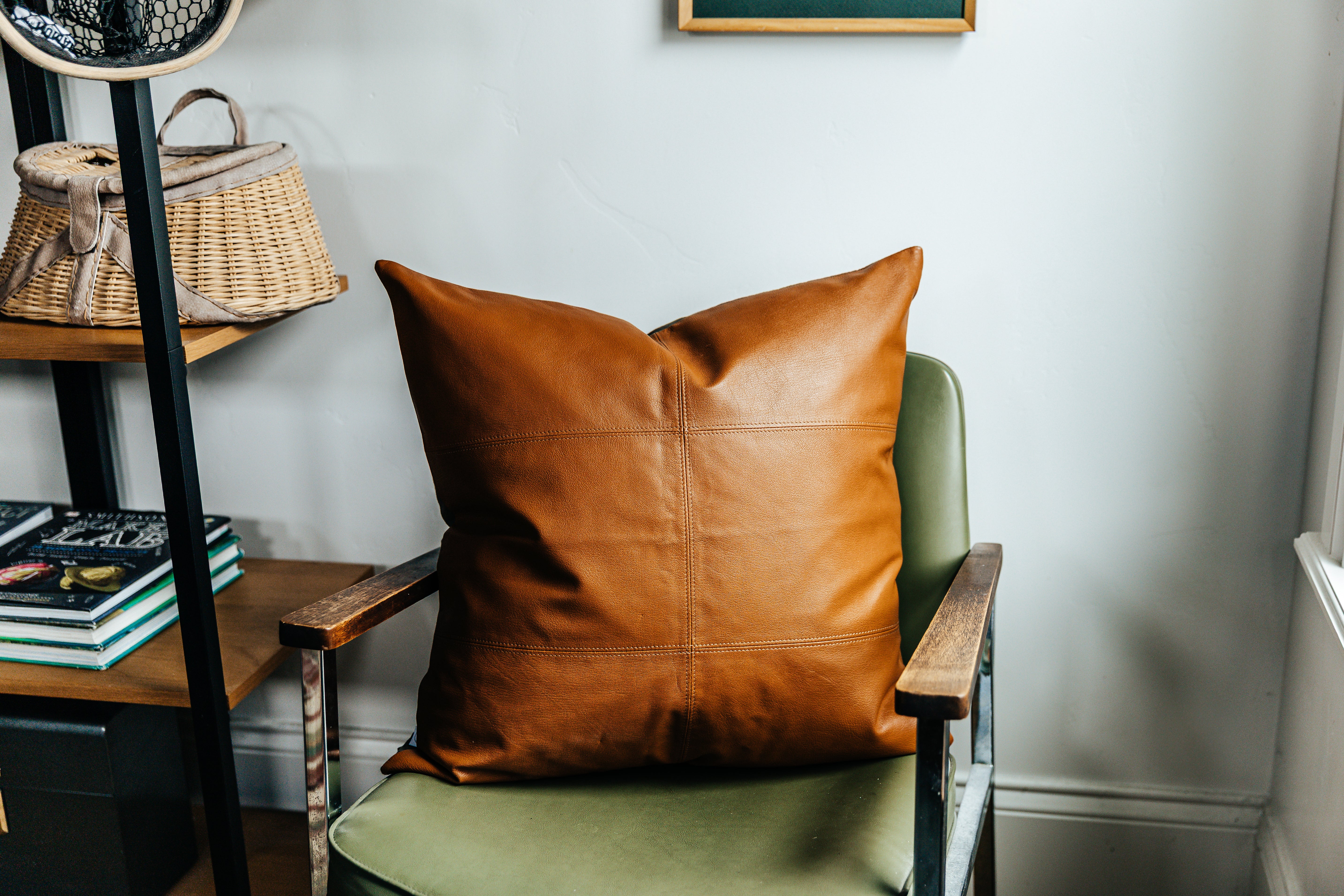 Luxury Euro Pillow Cover - Genuine Leather, Soft & Durable - Perfect for Sofa, Bed & Home Decor - 20x20 Inches
