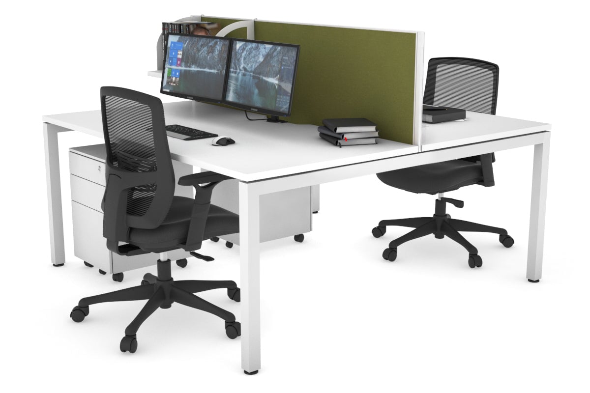 Quadro Square Legs 2 Person Office Workstation Desk - 1200L x 800W with Cable Management Scallop - Perfect for Shared Workspaces & Home Offices