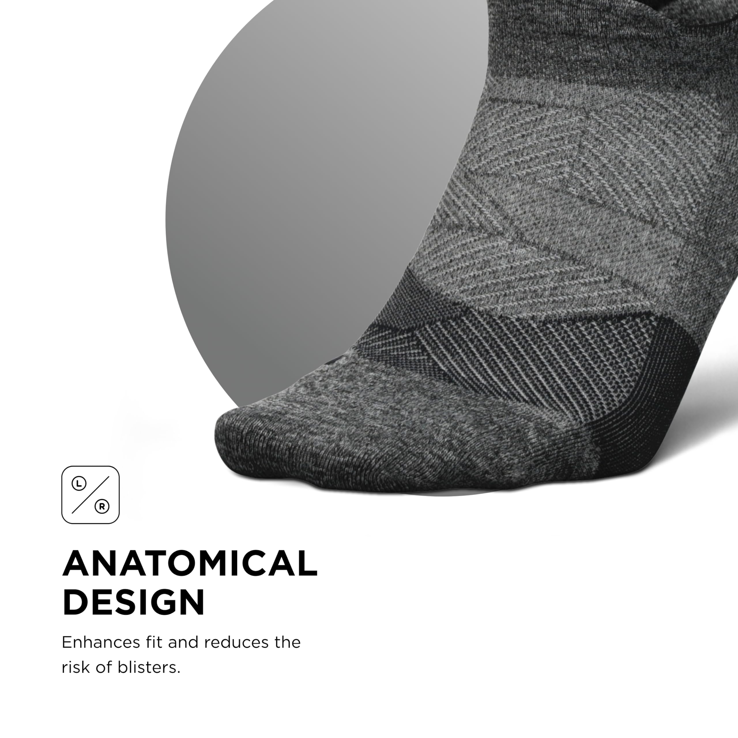 Feetures Elite Ultra Light Cushion Ankle Socks - Breathable Running Socks with Targeted Compression for Men & Women - Perfect for Marathon, Gym & Outdoor Sports - 6 Pairs (New Gray, Medium)