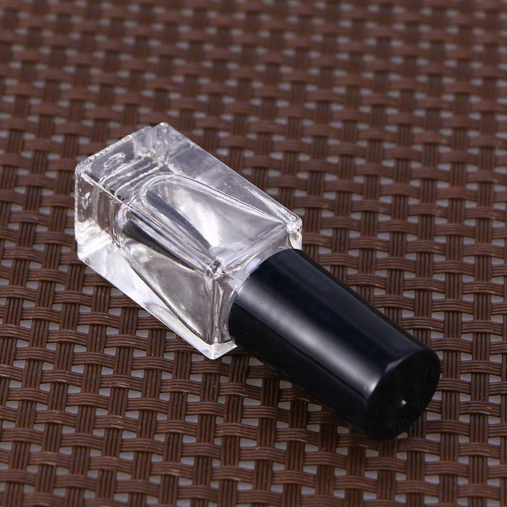 15-Piece Mini Glass Nail Polish Bottles Set - Empty Black & Transparent Nail Polish Containers for DIY Nail Art, Salon, and Home Manicure Use