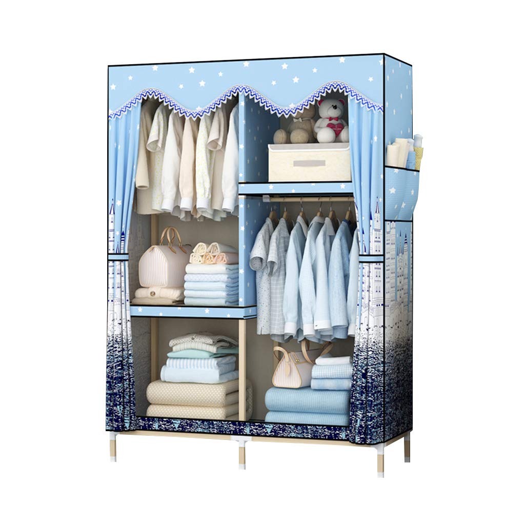 Foldable Cloth Wardrobe - Solid Wood Frame Hanging Clothes Storage Organizer for Kids & Bedroom | Portable Closet for Dorm, Travel & Small Spaces