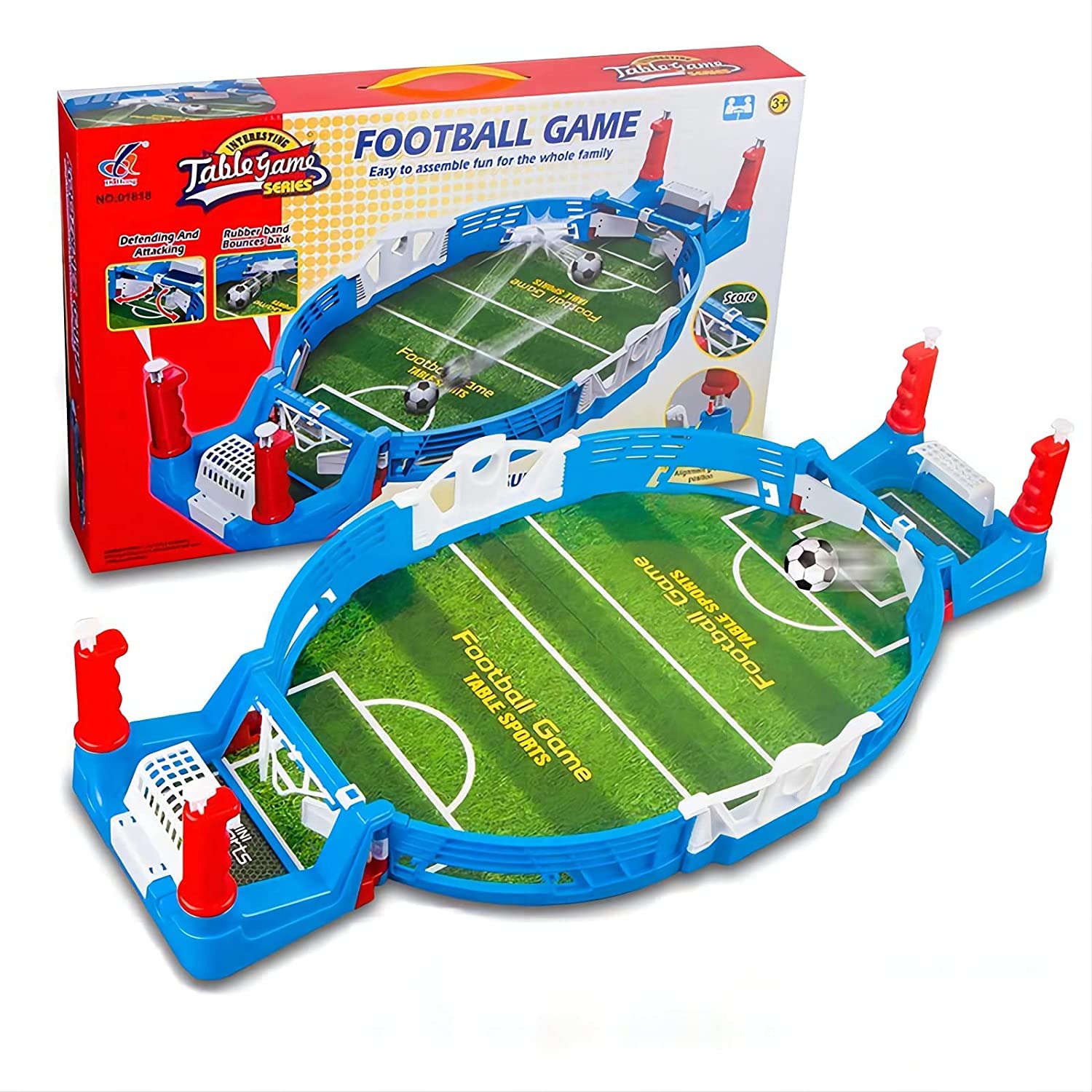 Mini Football Board Game Set - Portable Tabletop Soccer & Foosball Toy for Kids - Educational Sports Game with Slingshot Action - Perfect for Family Game Night, Birthday Parties & Indoor Playtime