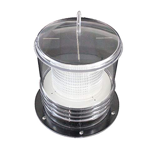Waterproof Solar Dock Light - 360° LED Warning Light with Constant/Flashing Modes - Cool White Solar Powered Marine Lighting for Boat Docks, Piers & Waterfront Safety