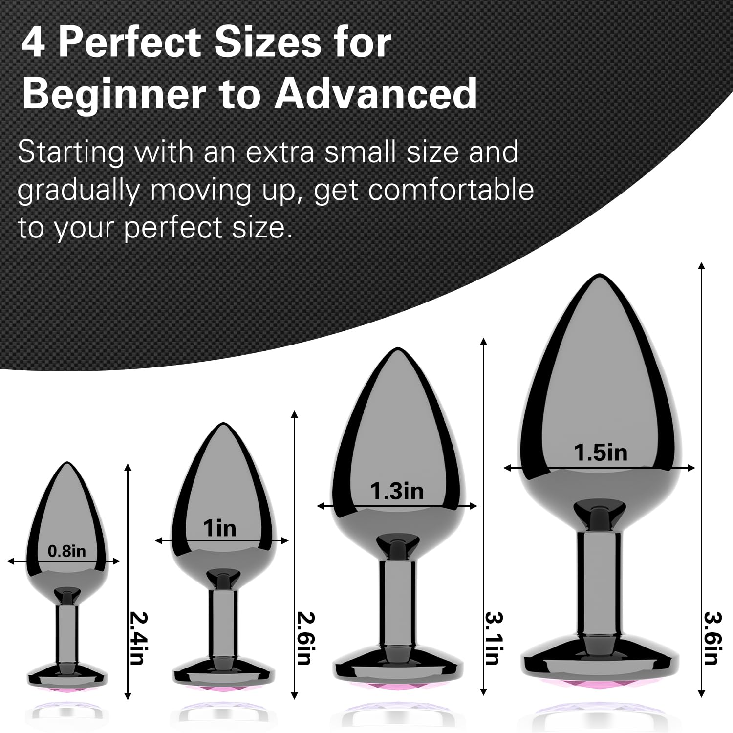 **4-Piece Anal Plug Beginner Set - Jewel Butt Plugs for Anal Training & G-Spot Stimulation | Comfortable & Safe Sex Toys for Men, Women & Couples | Perfect for Solo Play & Couples' Intimacy**