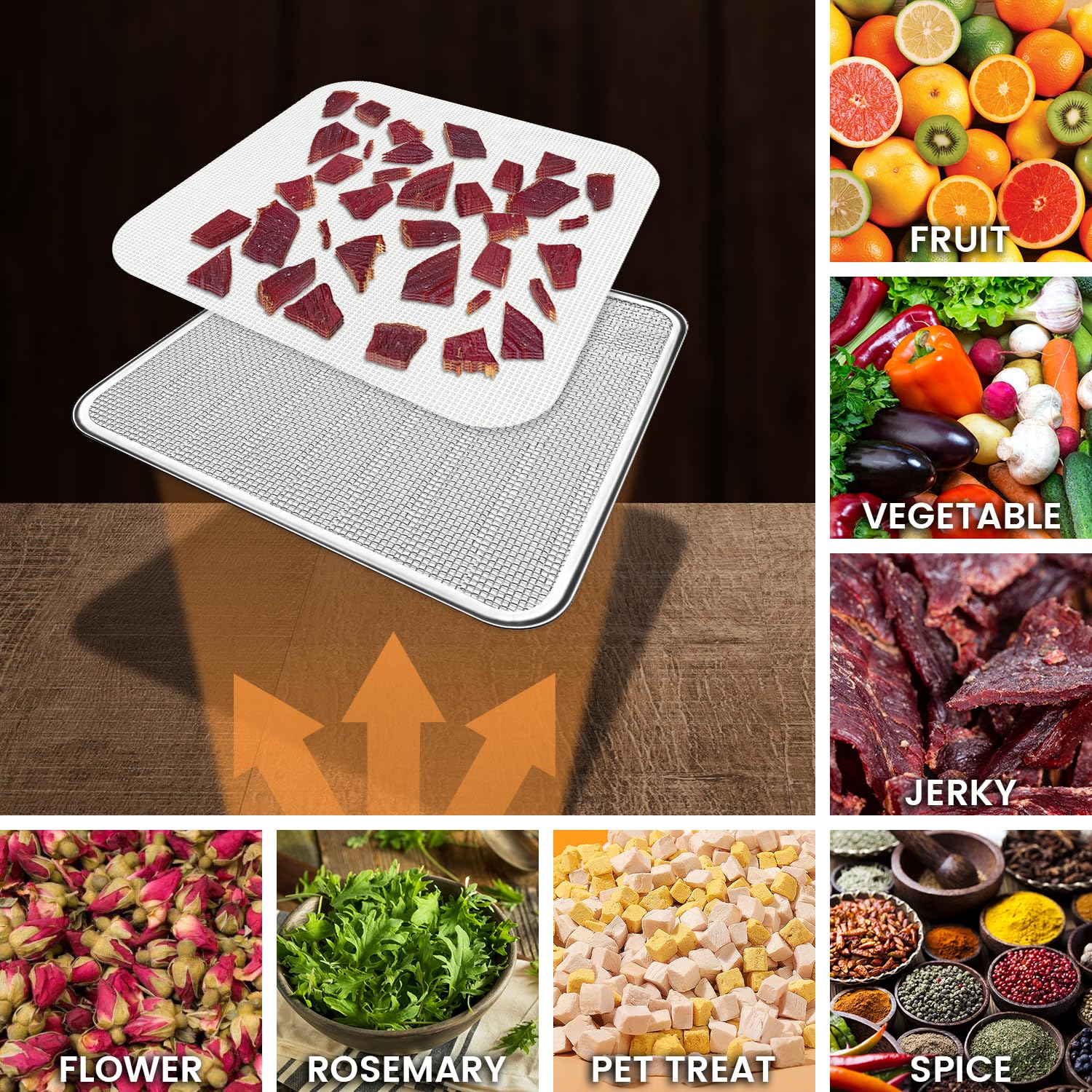 4 Pack Reusable Silicone Dehydrator Sheets - Non-Stick Food & Fruit Dryer Mats, 9.45 x 9.45 Inch for Dehydrators, Ovens & Air Fryers - Perfect for Drying Fruits, Vegetables, Herbs & Jerky