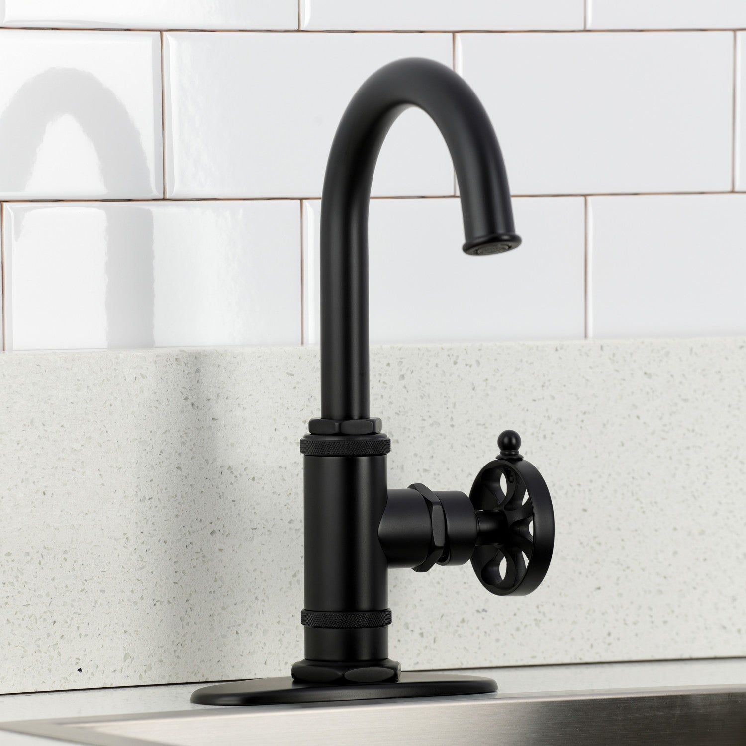 Belknap KSD8500RX Single Handle 1-Hole Deck Mount Bar Faucet in Matte Black - Perfect for Kitchen, Wet Bar, and Commercial Use