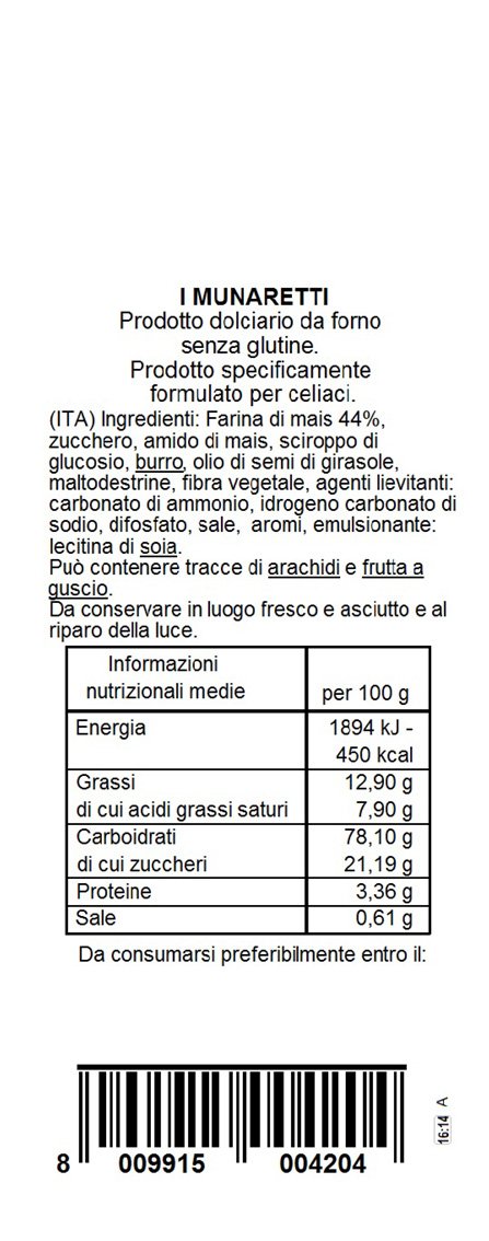 The Venetian Munaretti Biscuits Gluten Free 300g - Authentic Italian Almond Cookies, Vegan & Dairy-Free Snacks for Tea Time, Gifts & Dessert Platters
