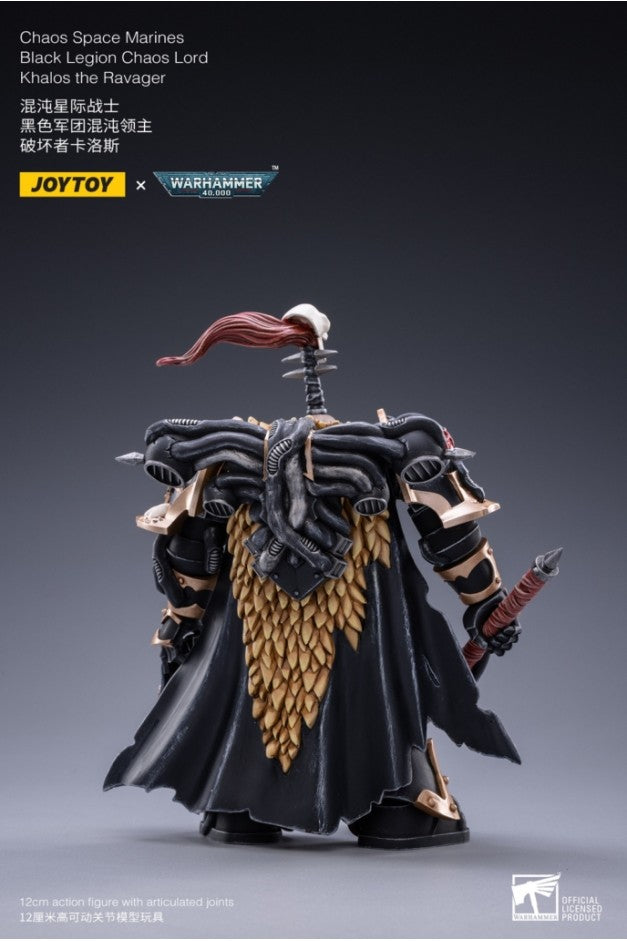 JOYTOY 1/18 Scale Warhammer 40K Chaos Space Marines Black Legion Chaos Lord Khalos The Ravager Action Figure - Collectible Model for Warhammer Fans & Tabletop Gaming