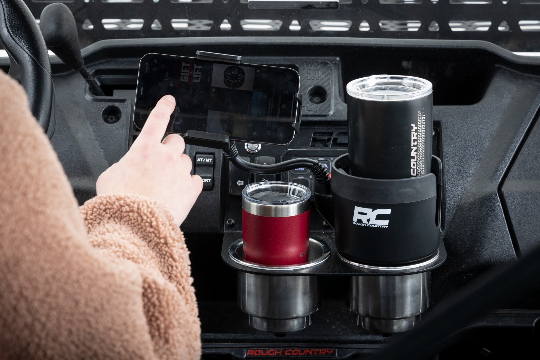 2 in 1 Expanding Cup Holder and Phone Stand - Portable Car Accessories for Coffee, Drinks & Smartphones | Perfect for Road Trips, Commuting and Travel
