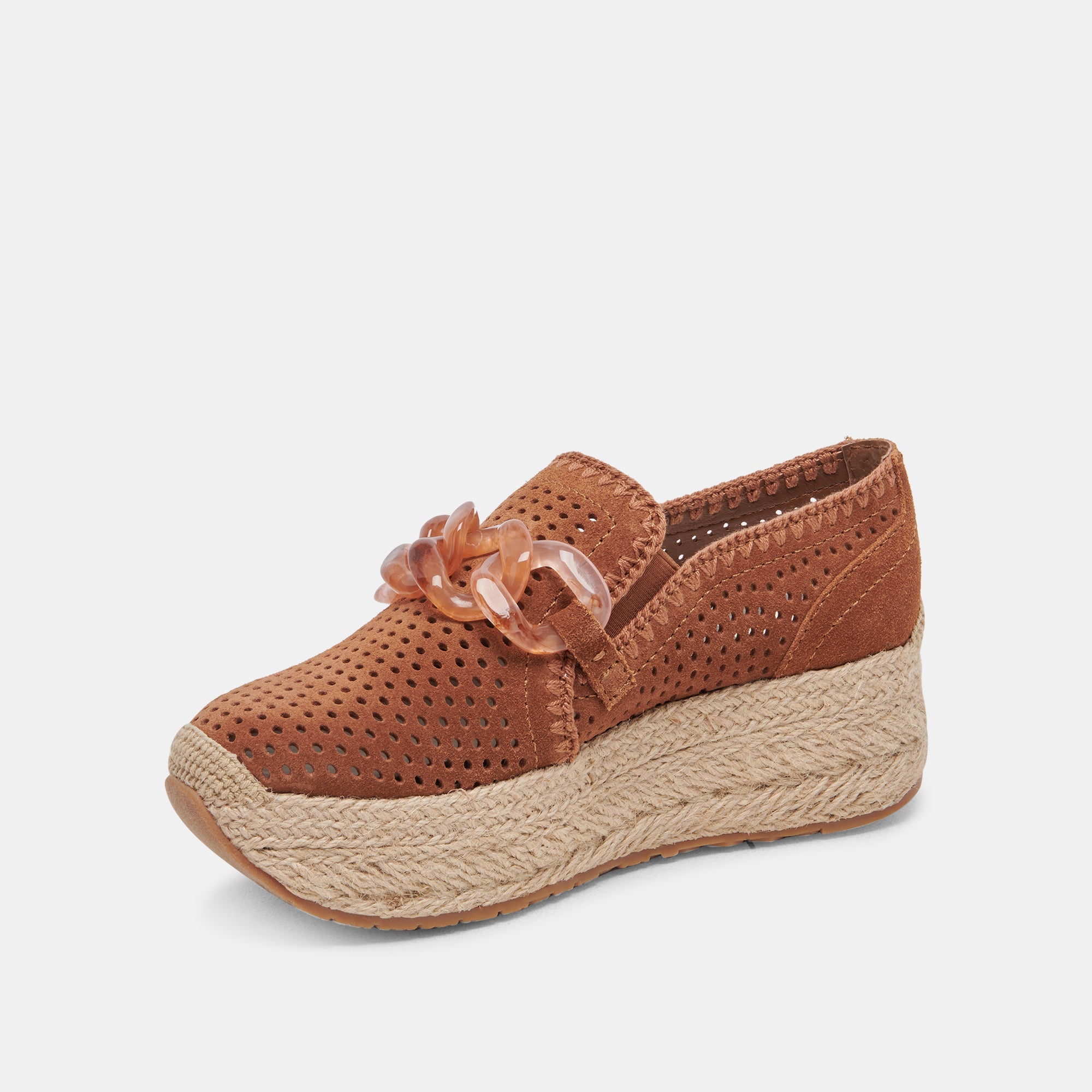**JHENEE Women's Perforated Suede Espadrille Sneakers in Pecan - Comfortable Casual Shoes for Walking, Travel & Everyday Wear**