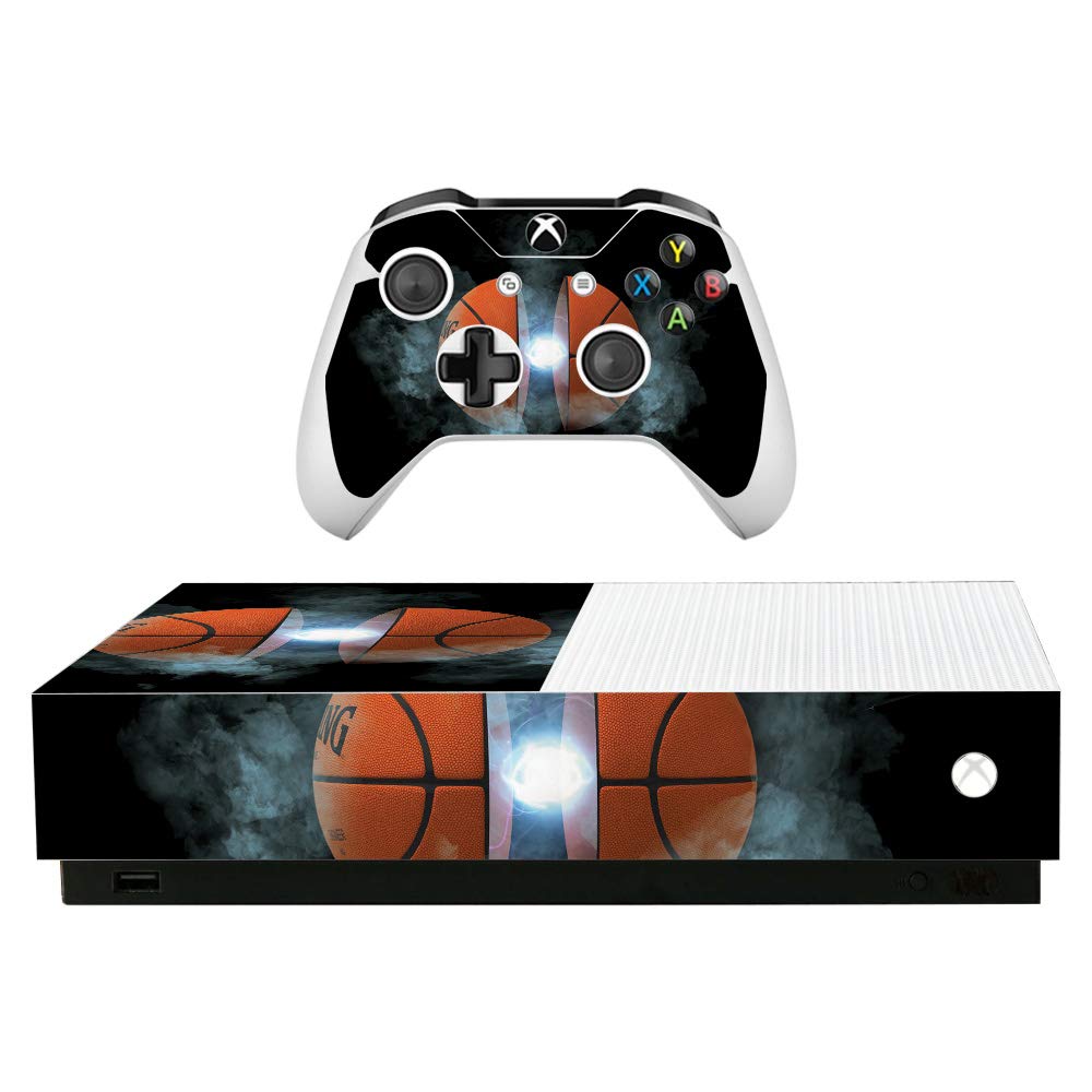 MightySkins Protective Vinyl Skin Wrap for Microsoft Xbox One S All-Digital Edition - Basketball Orb Design | Durable, Customizable Decal Cover | Easy to Apply & Remove | Made in USA | Perfect for Gaming Setups & Personalization