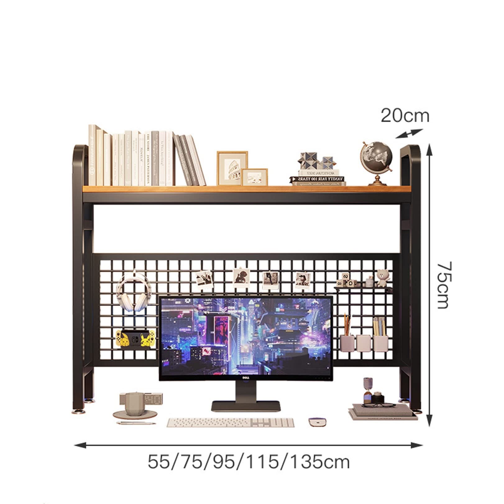 Desktop Organizer Bookshelf - Freestanding Computer Desk Storage Shelf & Display Rack for Office, Home, or Dorm Organization