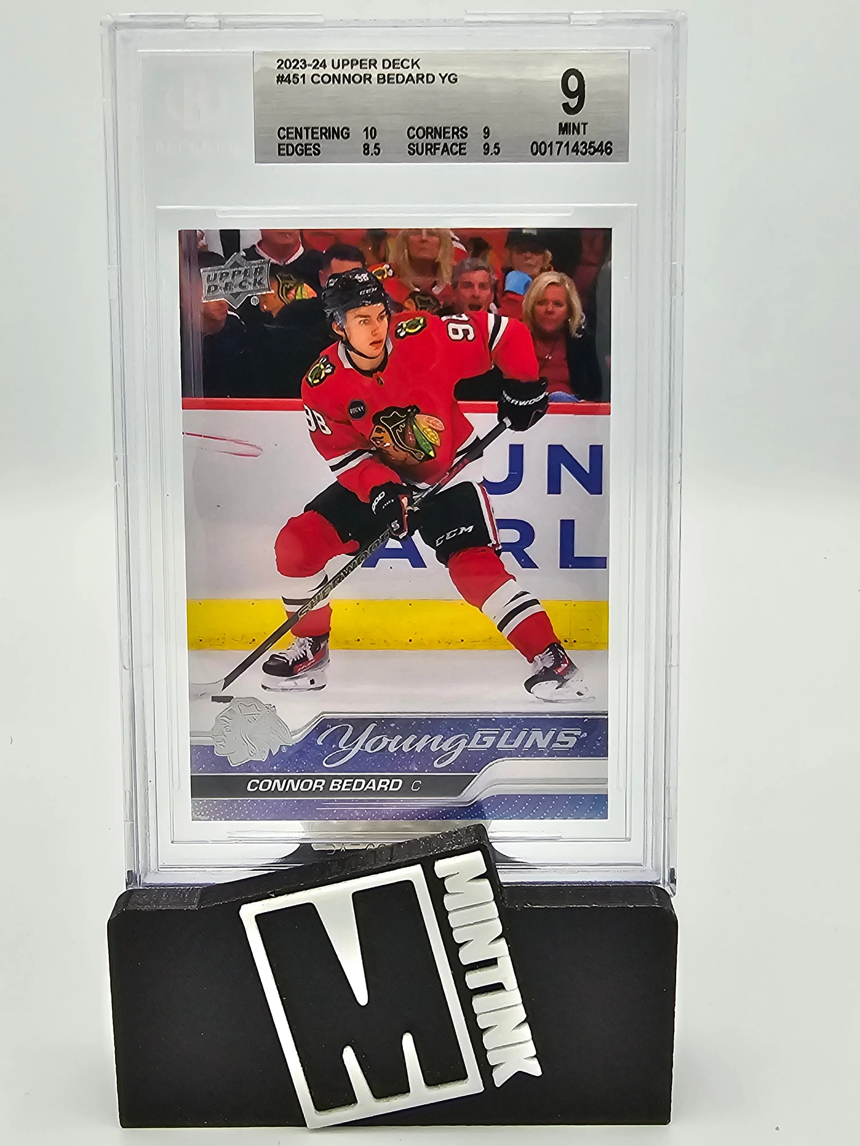 2023-24 Upper Deck Series 2 Connor Bedard Young Guns #451 BGS 9 Graded Hockey Card - Perfect for Collectors, Investors & Sports Fans - Display in Home, Office or Man Cave