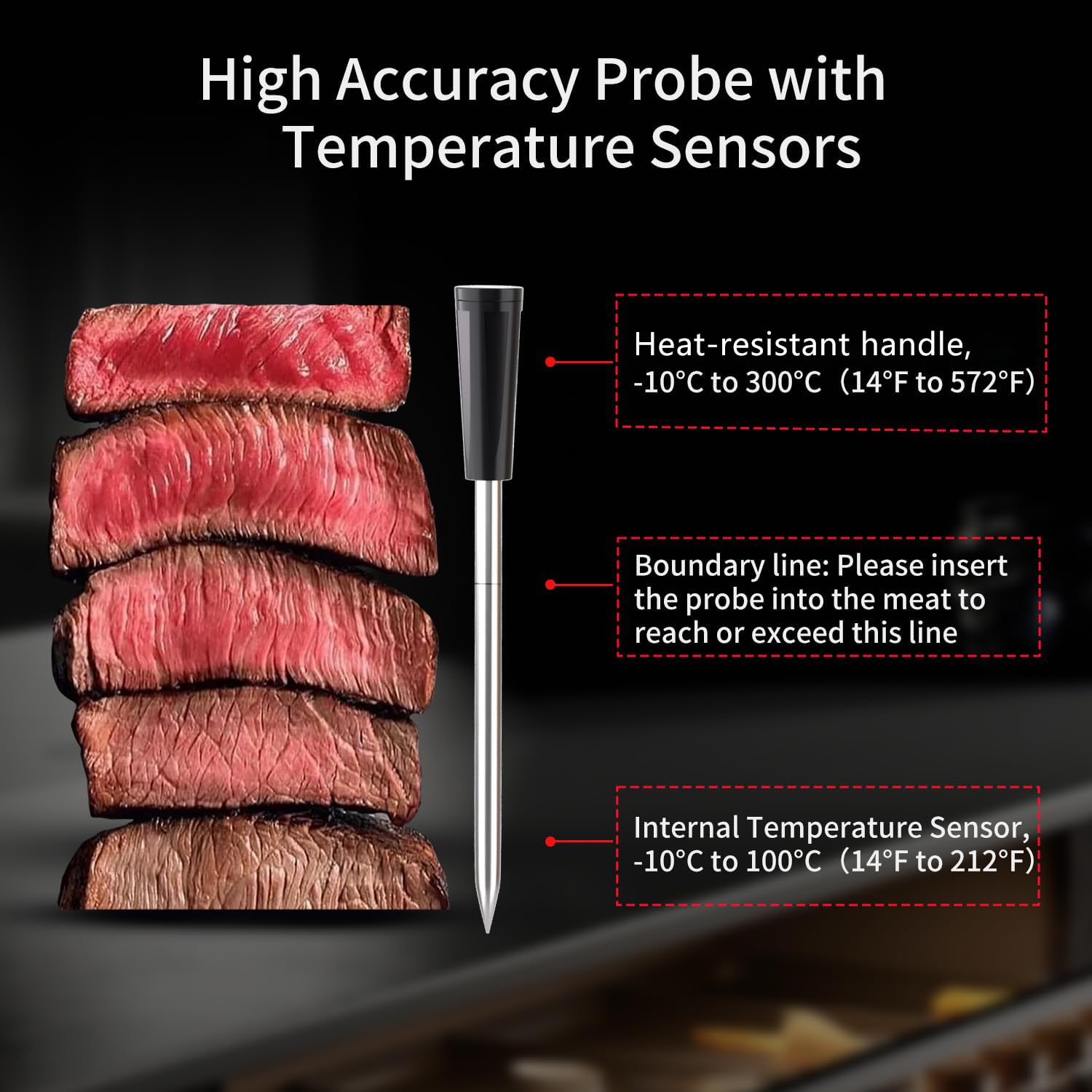 Wireless Meat Thermometer with Bluetooth & WiFi - Waterproof Probe for Grill, Oven, Smoker - Smart Cooking Thermometer for Kitchen & Outdoor BBQ - Perfect for Grilling, Smoking, Baking & Roasting