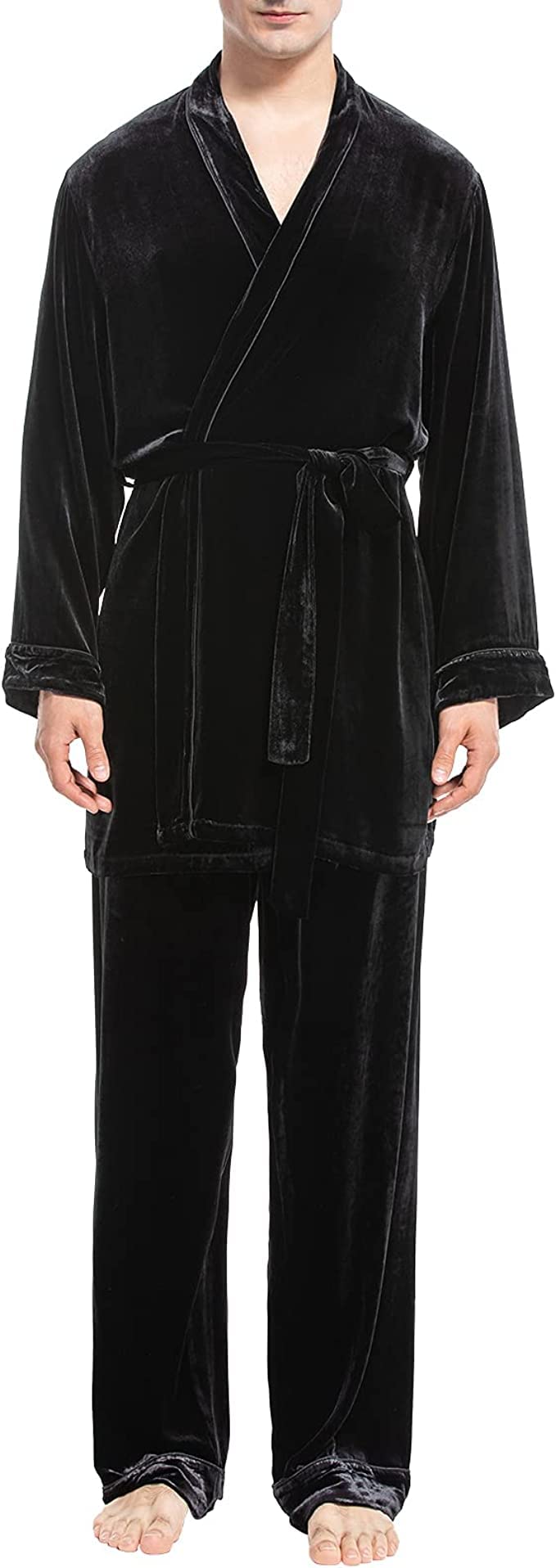 Luxury COLD POSH Men's Silk Velvet Pajamas Set - Soft Warm Sleepwear for Autumn & Winter - Perfect for Lounging, Relaxing & Holiday Gifts