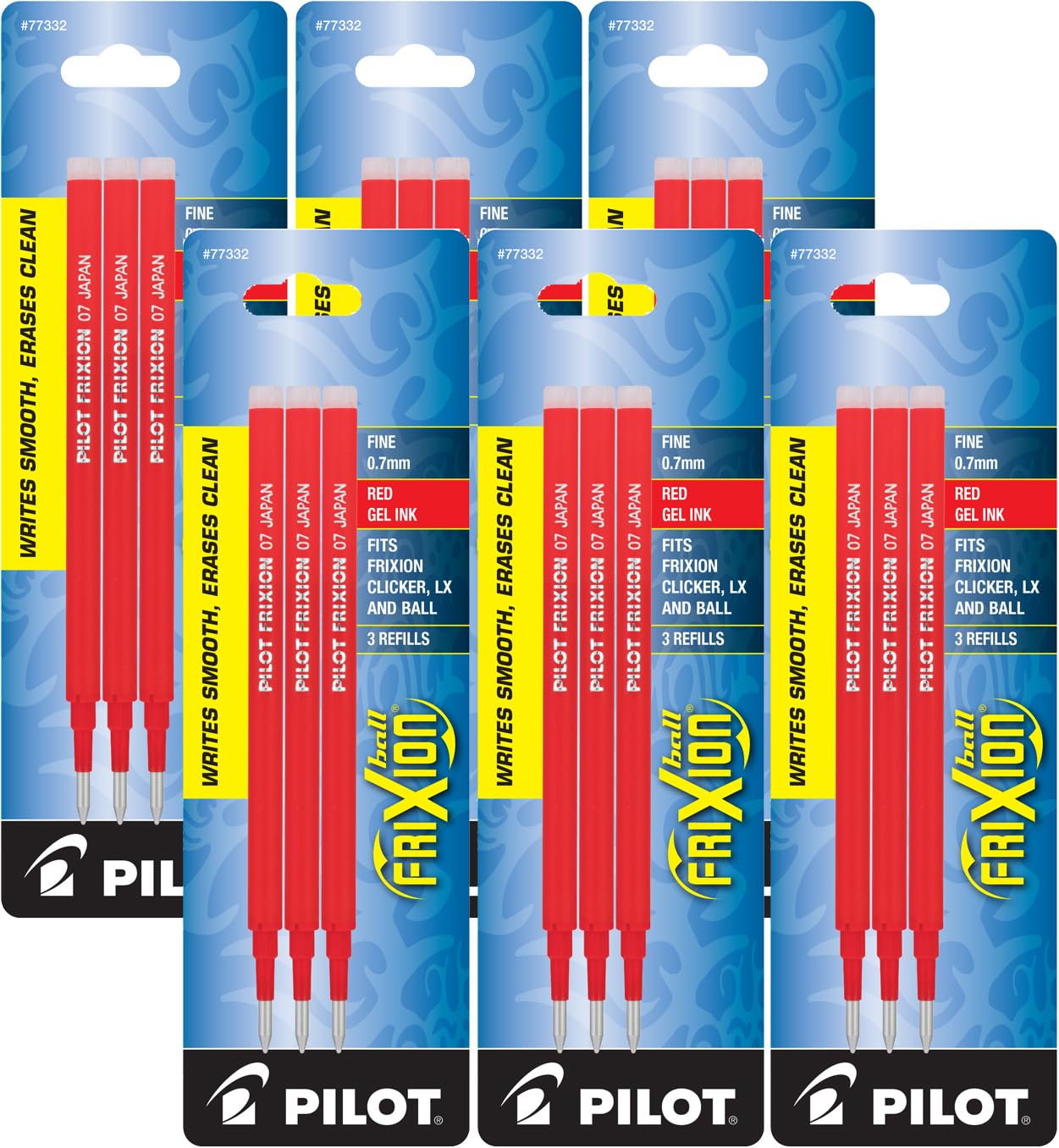 Pilot FriXion Erasable Gel Ink Pen Refills - Fine Point 0.7mm, Red Ink (18 Pack) for Smooth Writing - Perfect for School, Office & Note-Taking