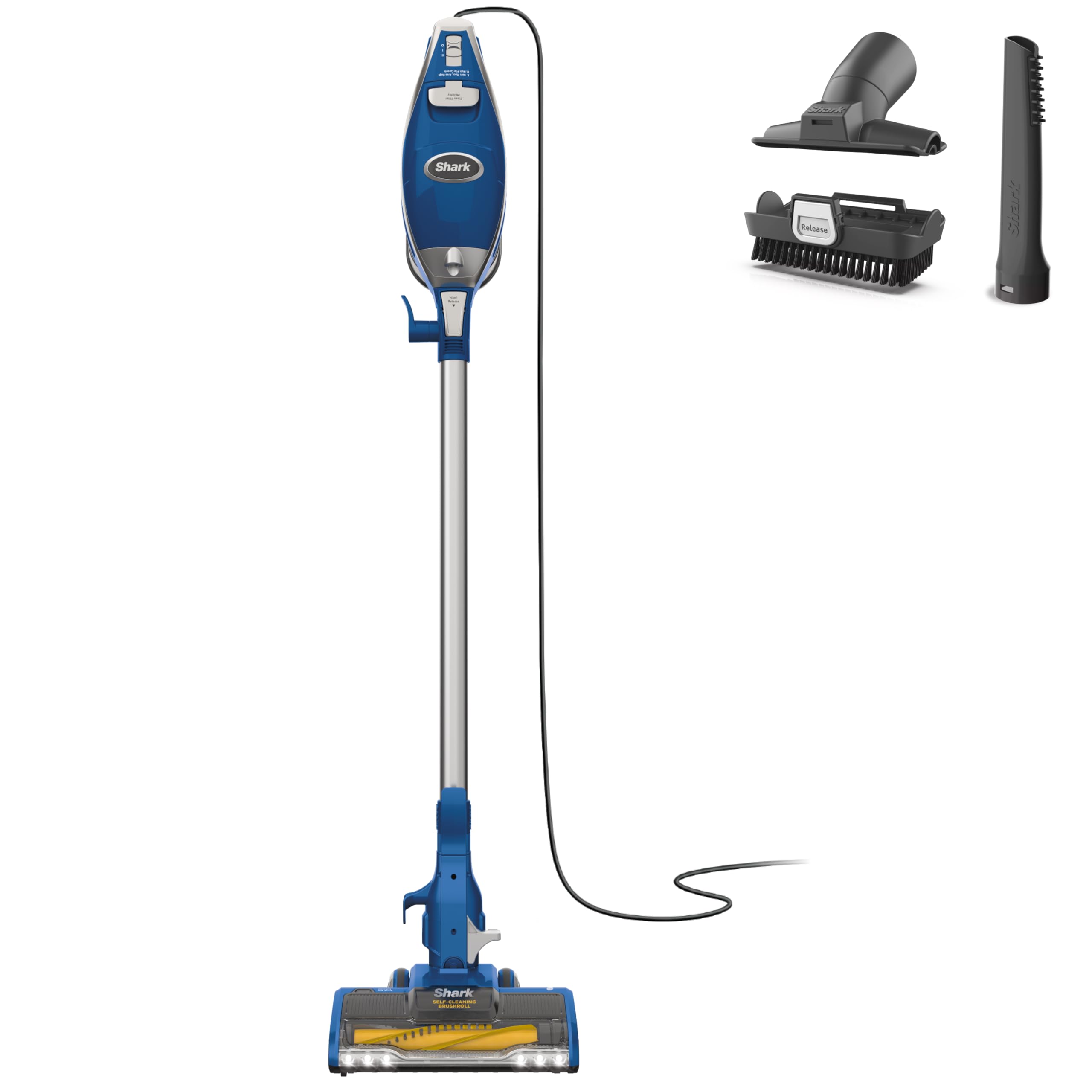 Shark HV343AMZ Rocket Corded Stick Vacuum - Lightweight, Self-Cleaning Brushroll for Pet Hair, Converts to Handheld with Crevice & Upholstery Tools (Blue/Silver) - Ideal for Hard Floors, Carpets & Pet Owners