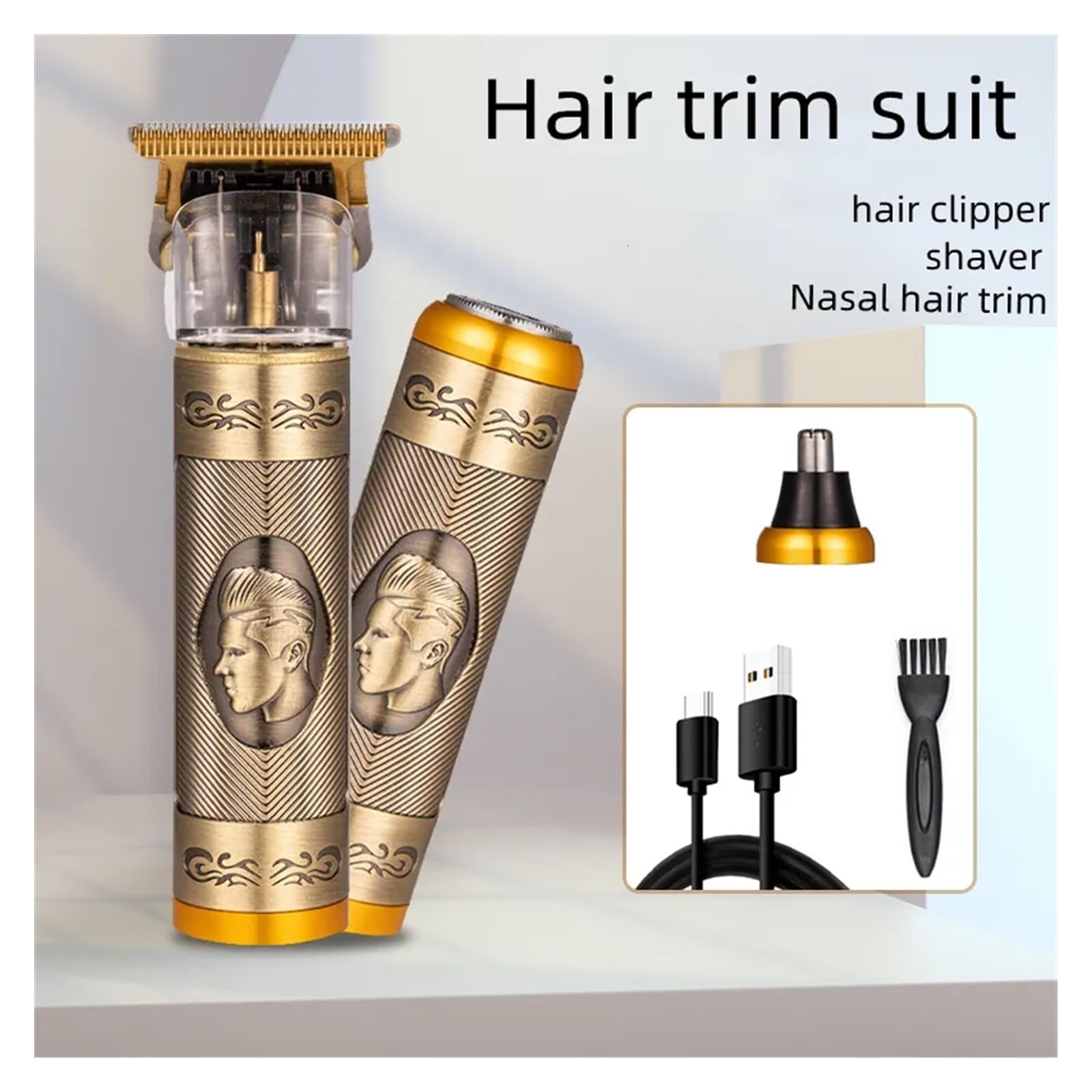 2023 Professional Electric Hair Clipper Set for Men - USB Rechargeable Beard Trimmer, Nose Hair Trimmer & Multi-Function Shaver Kit - Perfect for Home Barbering, Travel Grooming & Personal Care