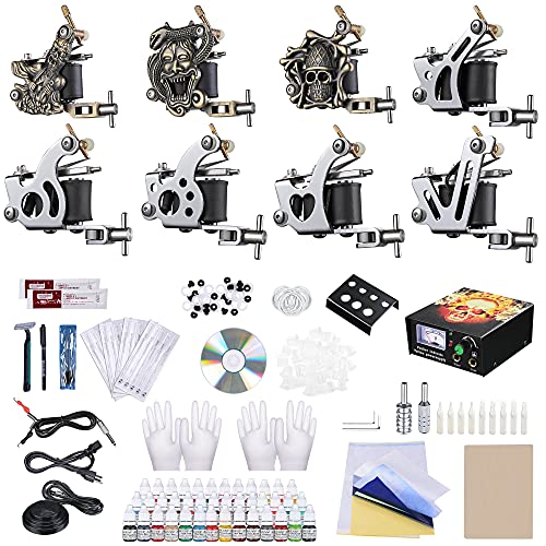 ReaseJoy Professional Complete Tattoo Kit with 8 Machines, 40 Colors Ink, Power Supply & Accessories - Perfect for Tattoo Artists, Beginners & Home Tattoo Practice