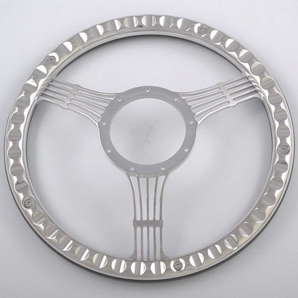 Flashpower 14'' Billet Banjo Half Wrap Steering Wheel - 9 Bolt Design with 2'' Dish & Horn Button (Burgundy Red) | Perfect for Hot Rods, Classic Cars & Custom Builds