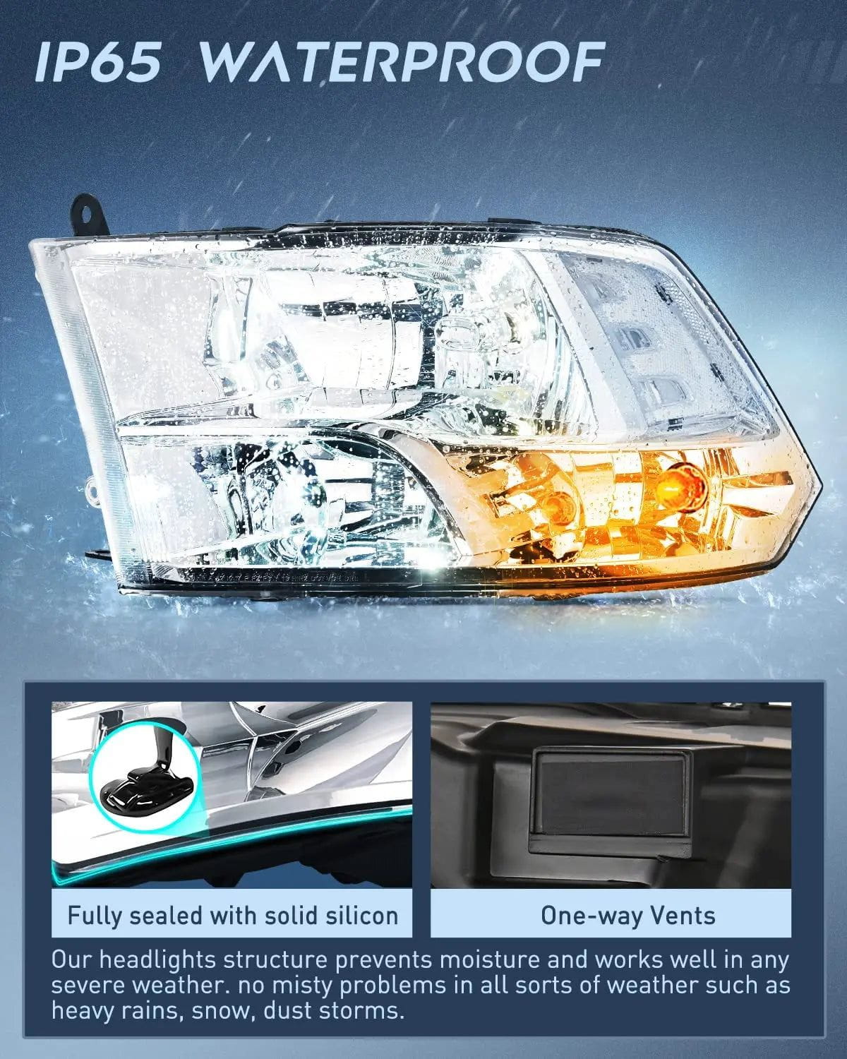 Dodge Ram 1500 2500 3500 4500 5500 Headlight Assembly (2009-2018) - Chrome Housing with Clear Reflector - Perfect for Night Driving & Off-Road Adventures